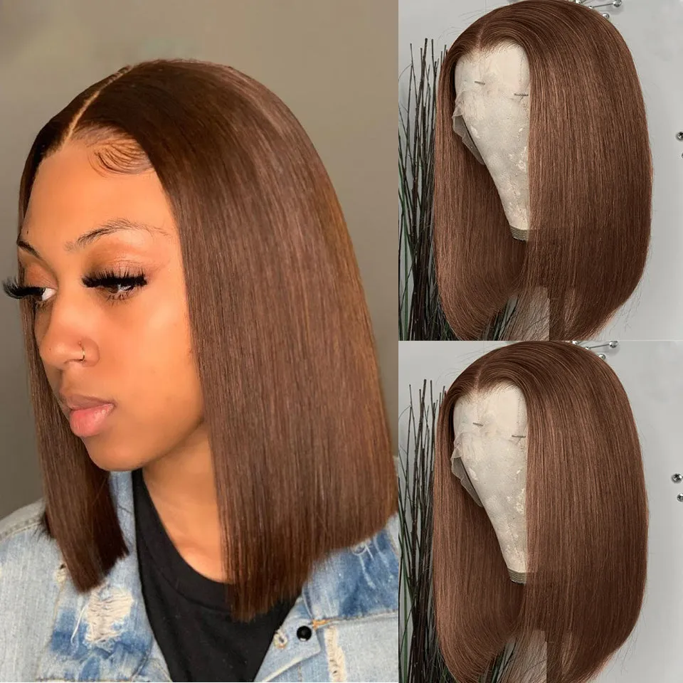 12 Inch Gradient Colorful Short Length Straight Bob Wigs virgin human hair Cosplay Daily Party Wigs for Women