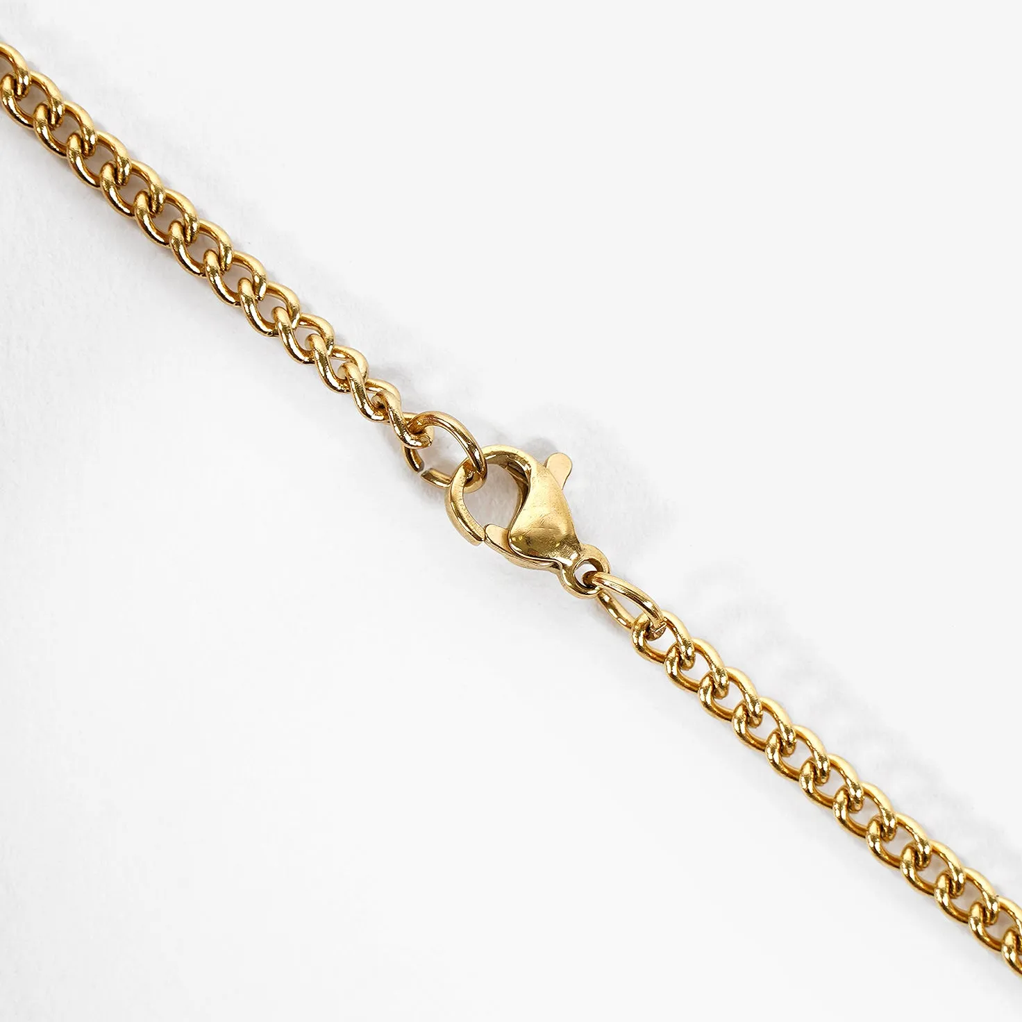 63 Number Pendant with Chain Necklace - Gold Plated Stainless Steel