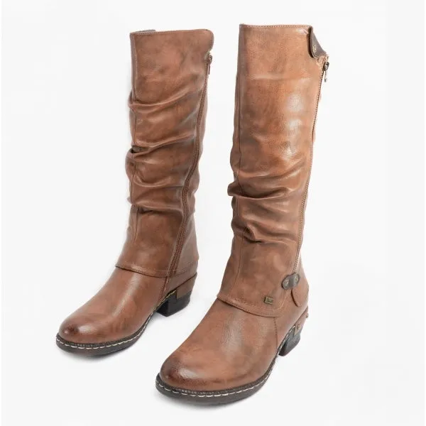 93655-26 Womens Knee High Boots Chestnut/Black