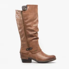 93655-26 Womens Knee High Boots Chestnut/Black
