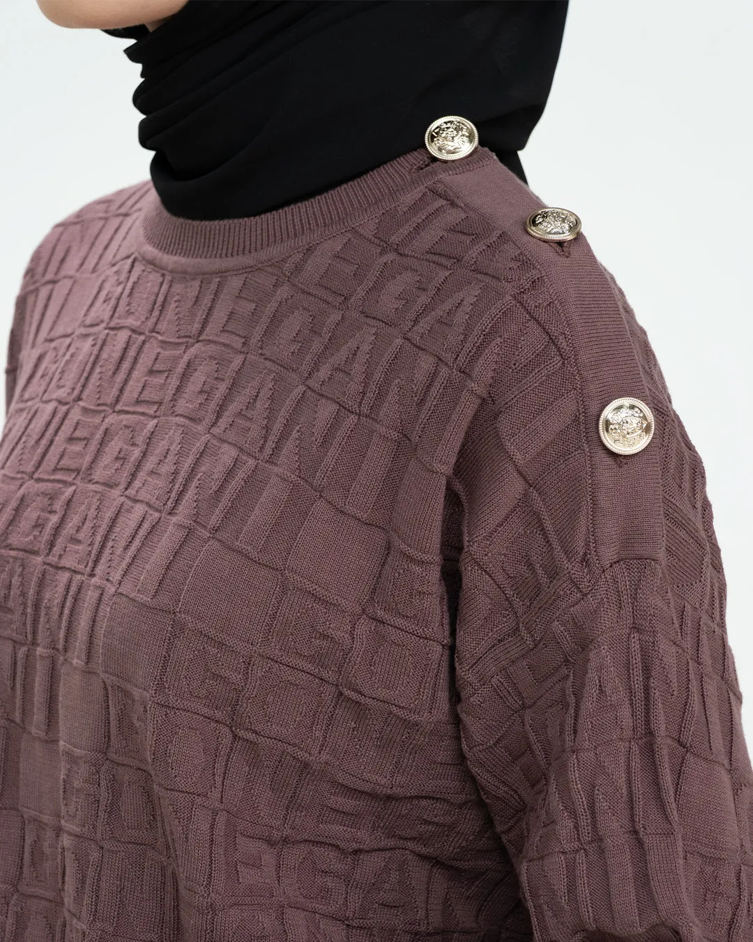 Abjad Sweater - Nutela - Atasan Sweater Knit Wanita Motif Gonegani