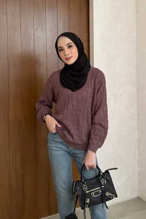 Abjad Sweater - Nutela - Atasan Sweater Knit Wanita Motif Gonegani
