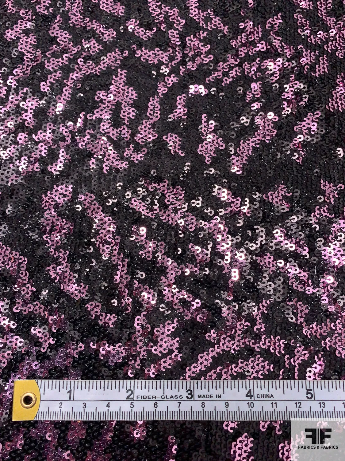 Abstract Design Sequins on Stretch Tulle - Lilac / Black