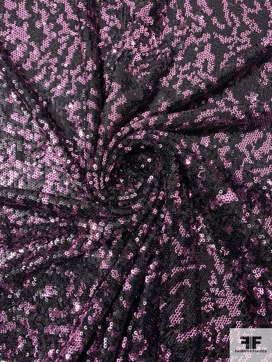 Abstract Design Sequins on Stretch Tulle - Lilac / Black