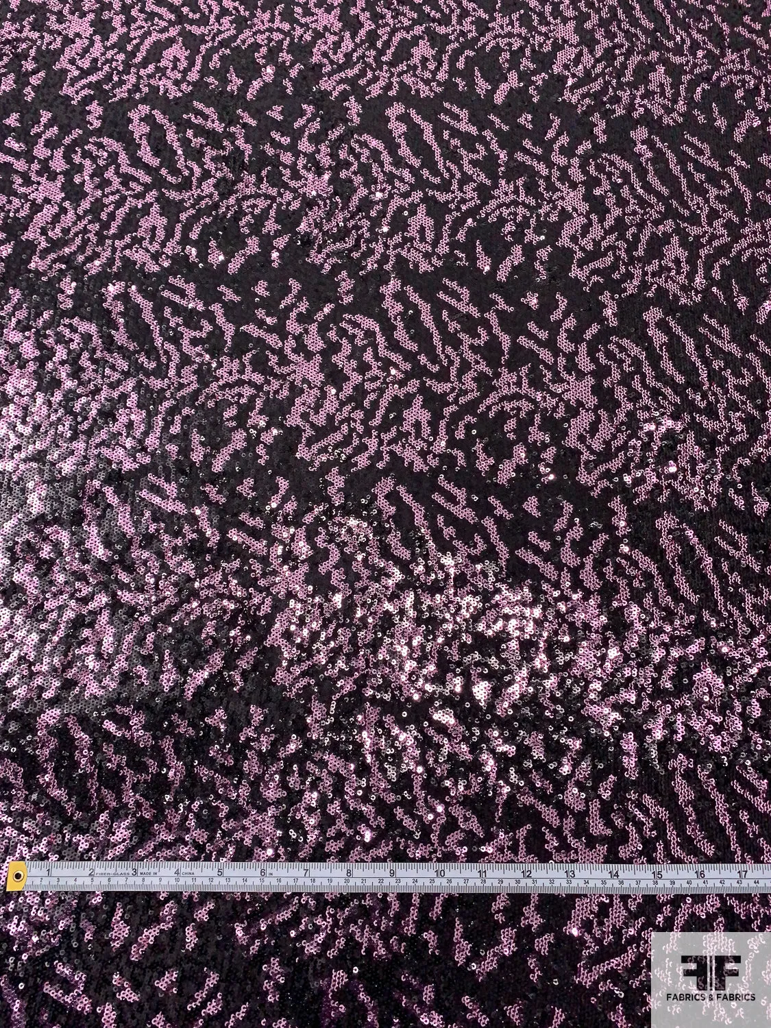 Abstract Design Sequins on Stretch Tulle - Lilac / Black