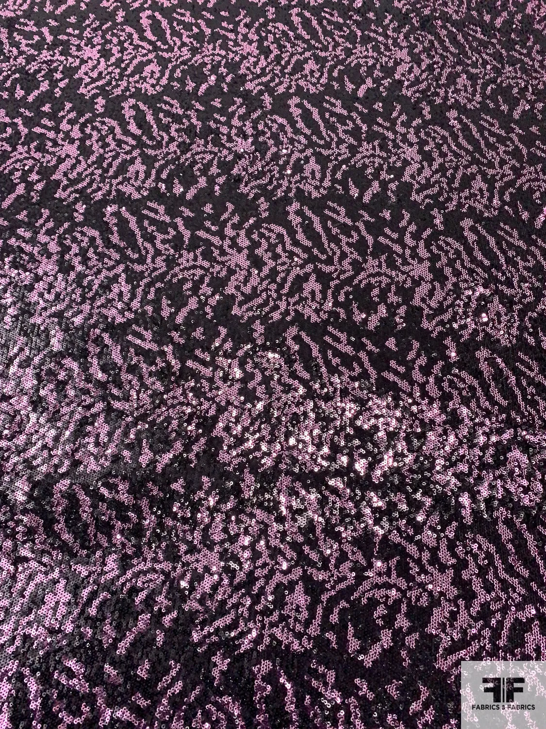 Abstract Design Sequins on Stretch Tulle - Lilac / Black