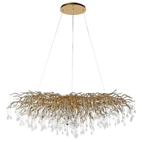 Ariana 15Lt Gold Branch Chandelier with Clear Glass Droplet