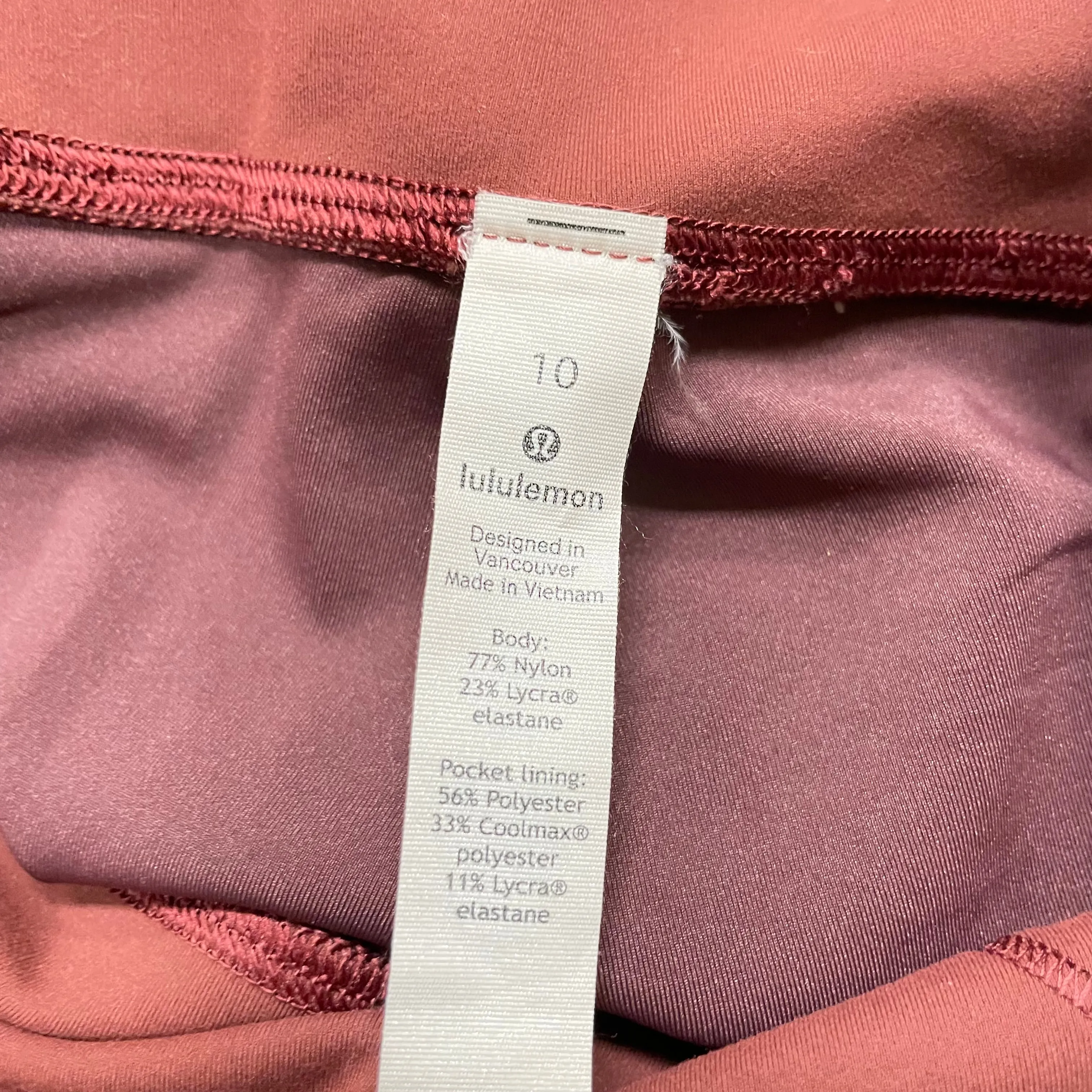 Athletic Leggings By Lululemon In Red, Size: 10