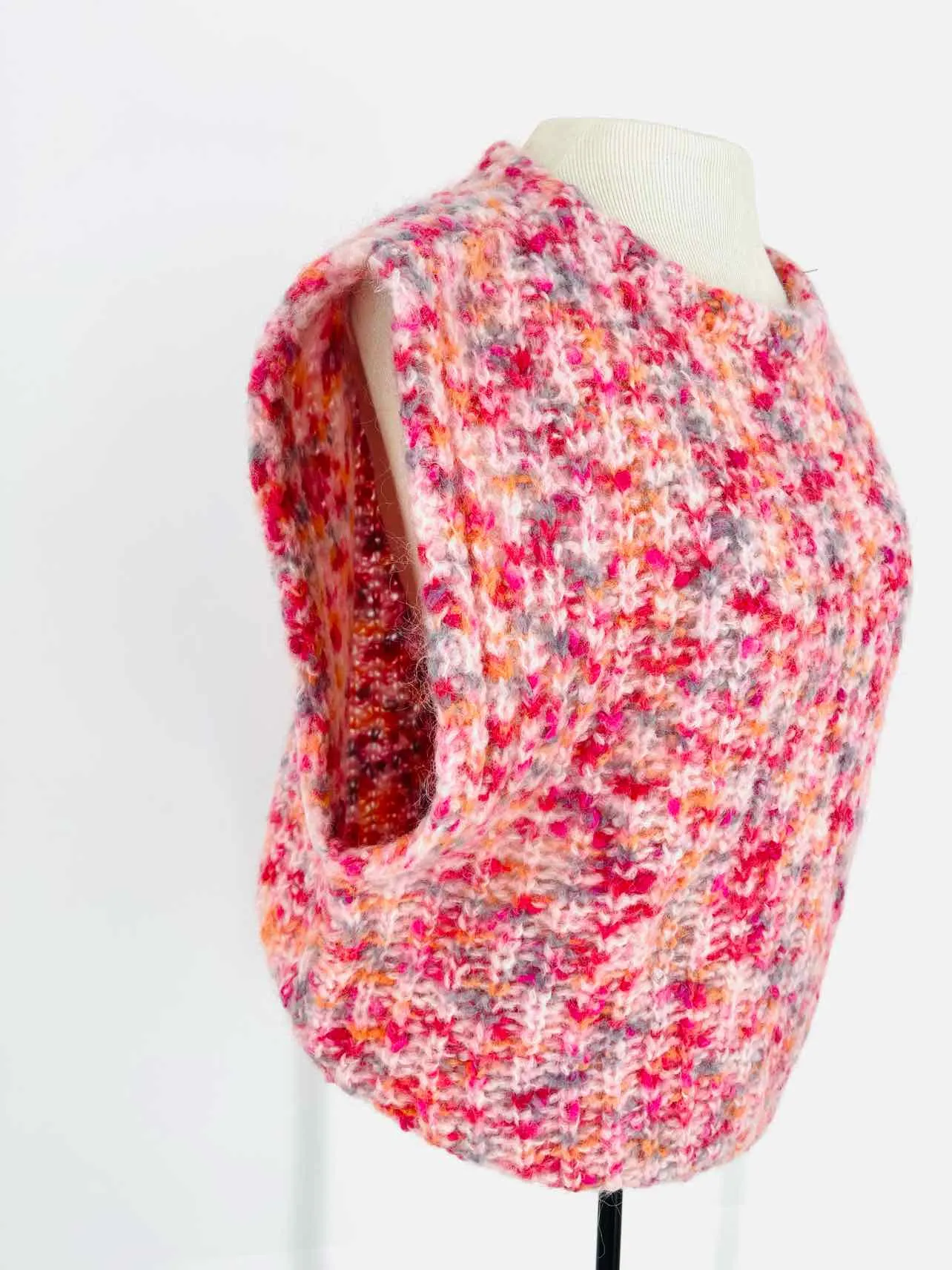 Attic and Barn Size M Pink/Multi Variegated Open Back NEW Designer Vest