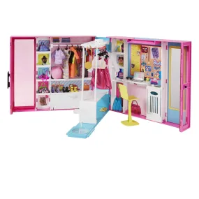 Barbie Closet Playset With 30  Accessories, 5 Complete Looks, Rotating Clothing Rack, Dream Closet