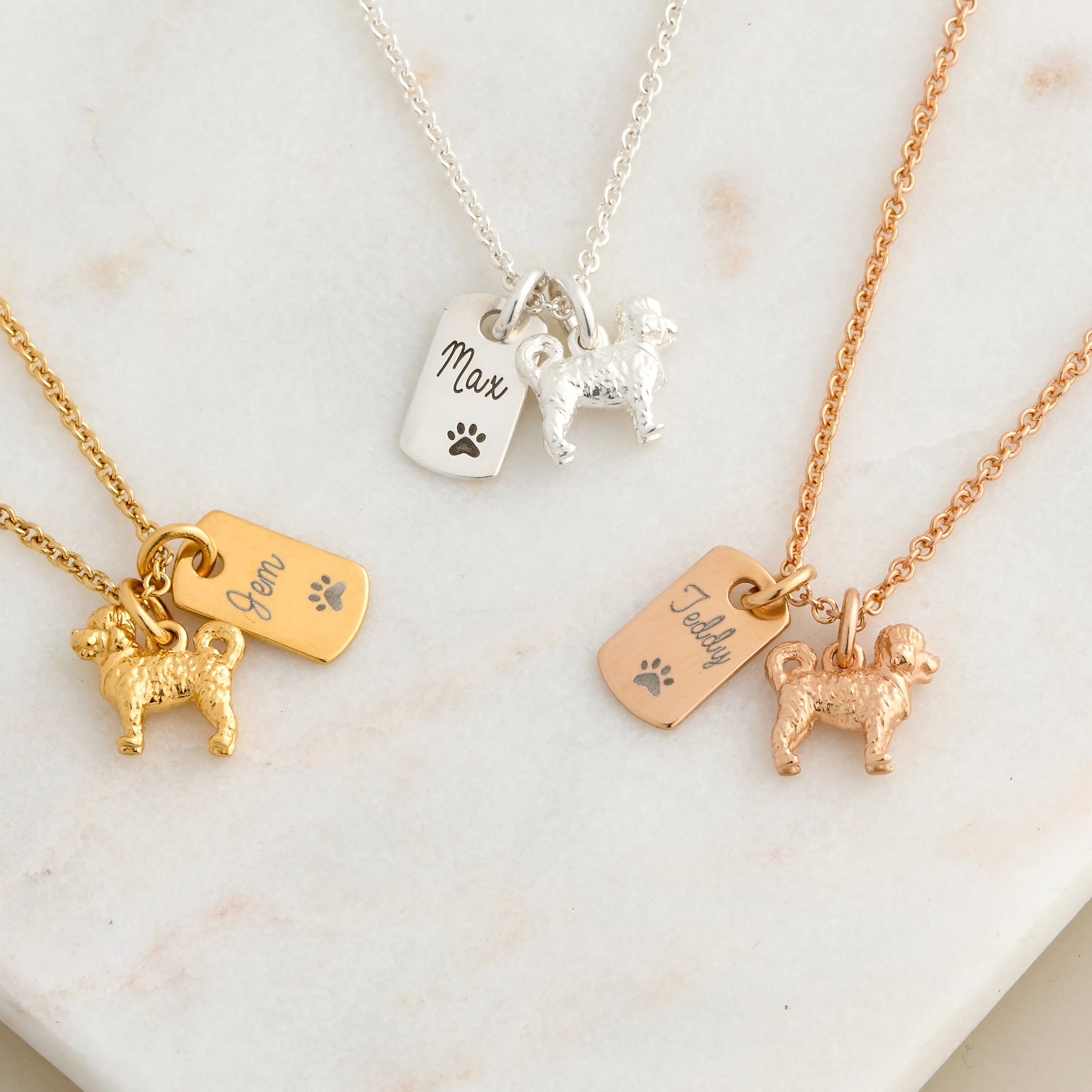 Cavapoo Personalised Silver Dog Tag Necklace