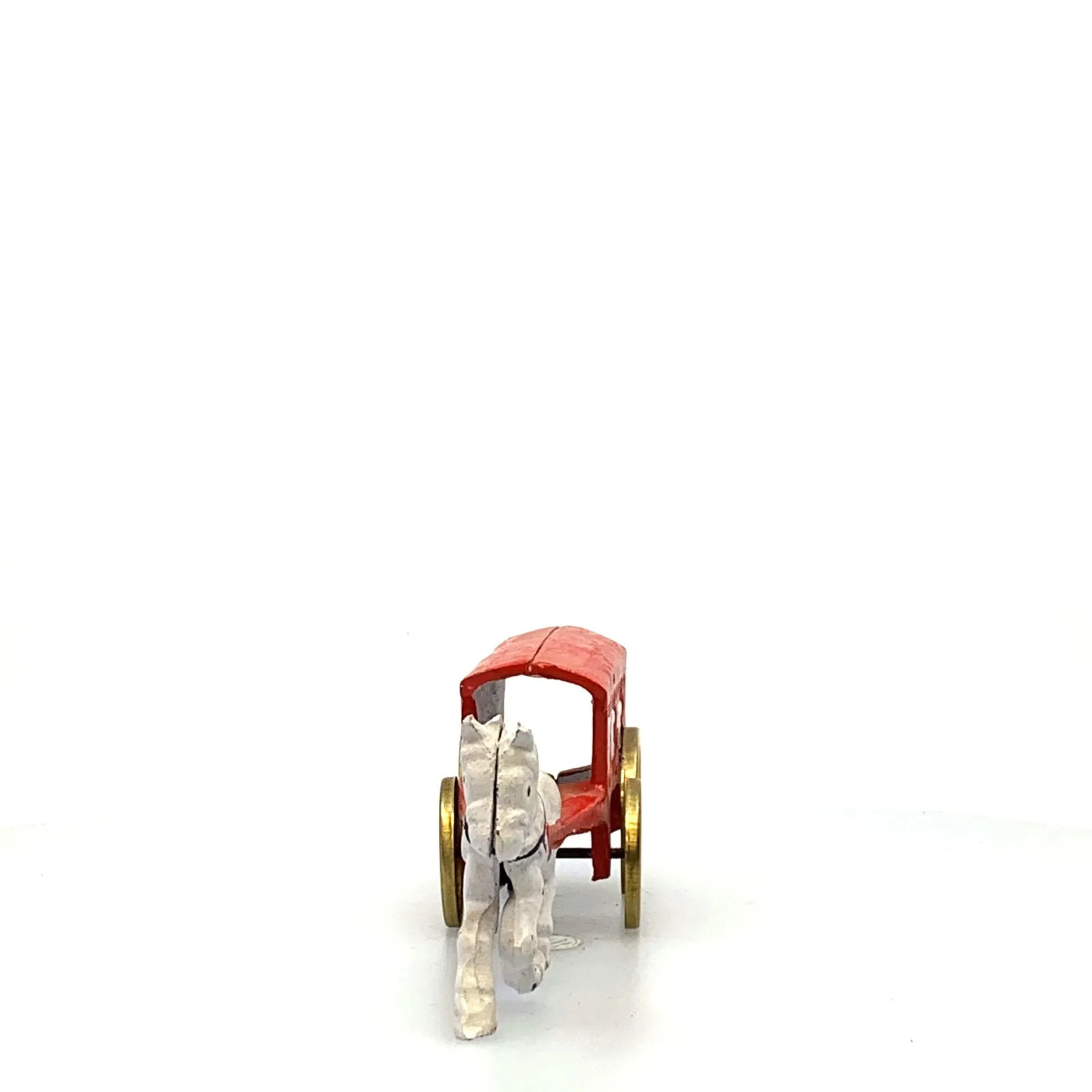 Champion Cast Iron Red Ice Wagon White Horse Drawn Cart Carriage Toy, Gold Wheels