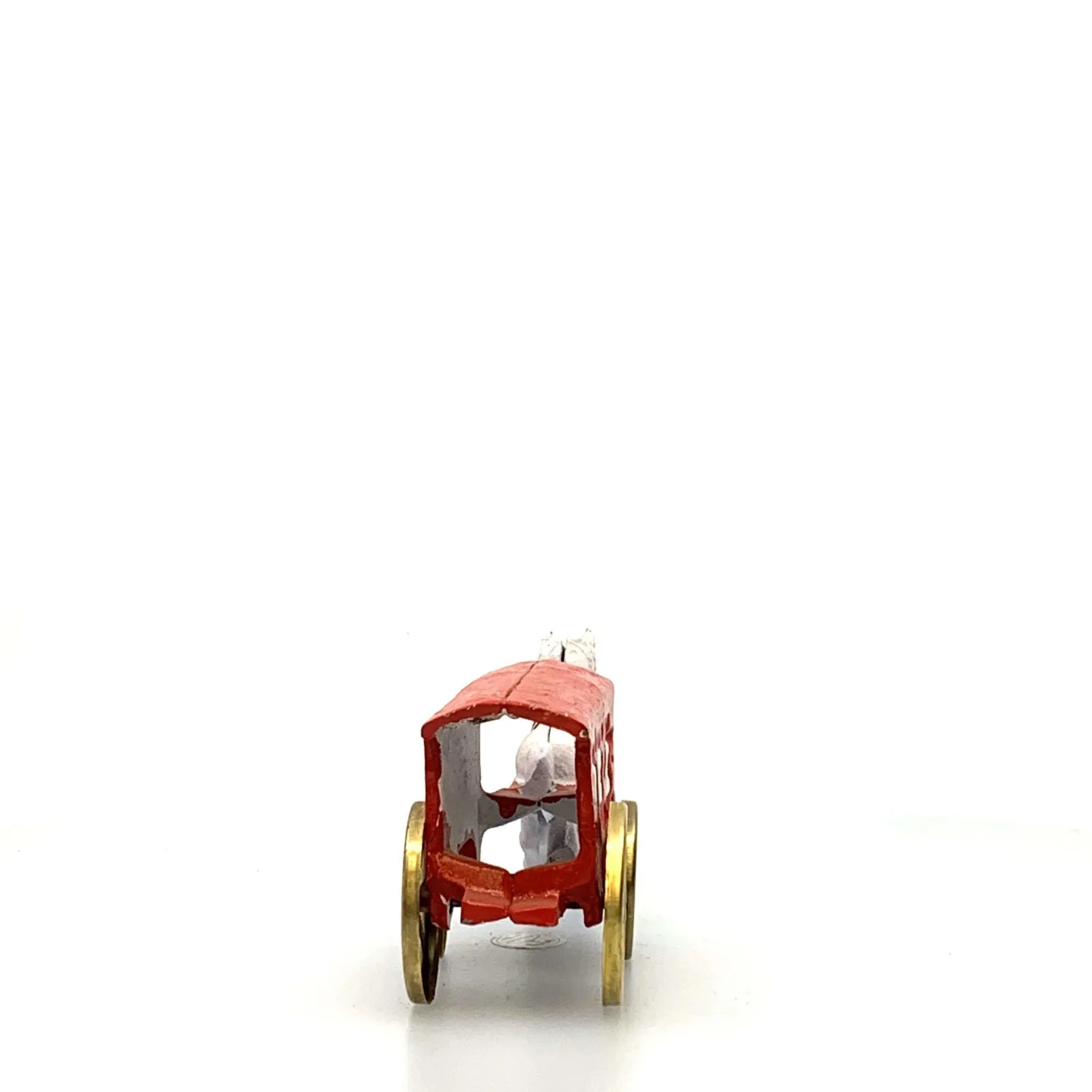 Champion Cast Iron Red Ice Wagon White Horse Drawn Cart Carriage Toy, Gold Wheels