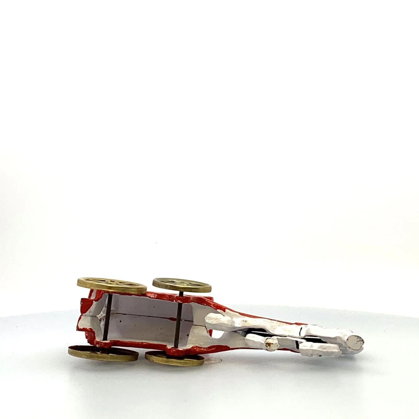 Champion Cast Iron Red Ice Wagon White Horse Drawn Cart Carriage Toy, Gold Wheels