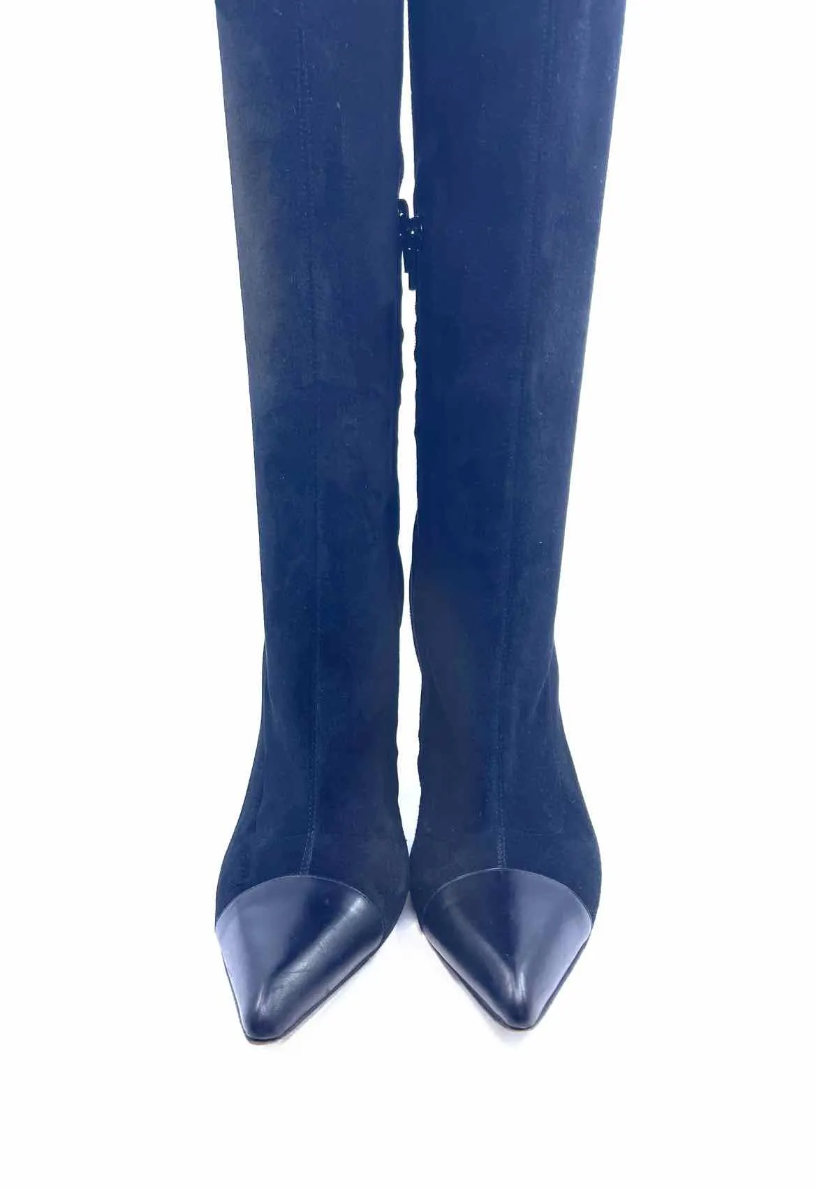 CHANEL Black Suede Solid Tall Boot | 10