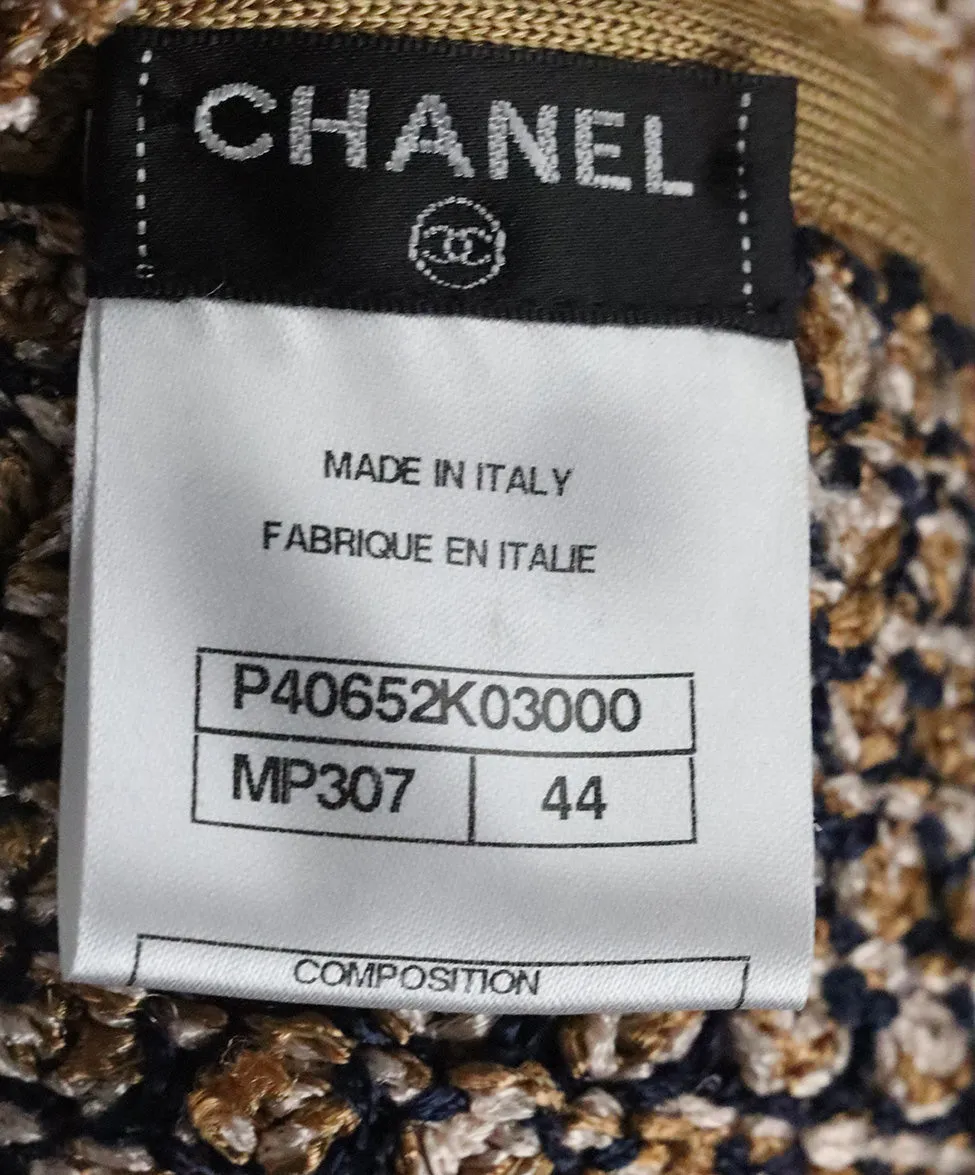Chanel Gold & Navy Tweed Cardigan sz 12