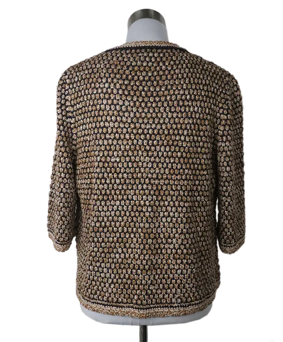 Chanel Gold & Navy Tweed Cardigan sz 12