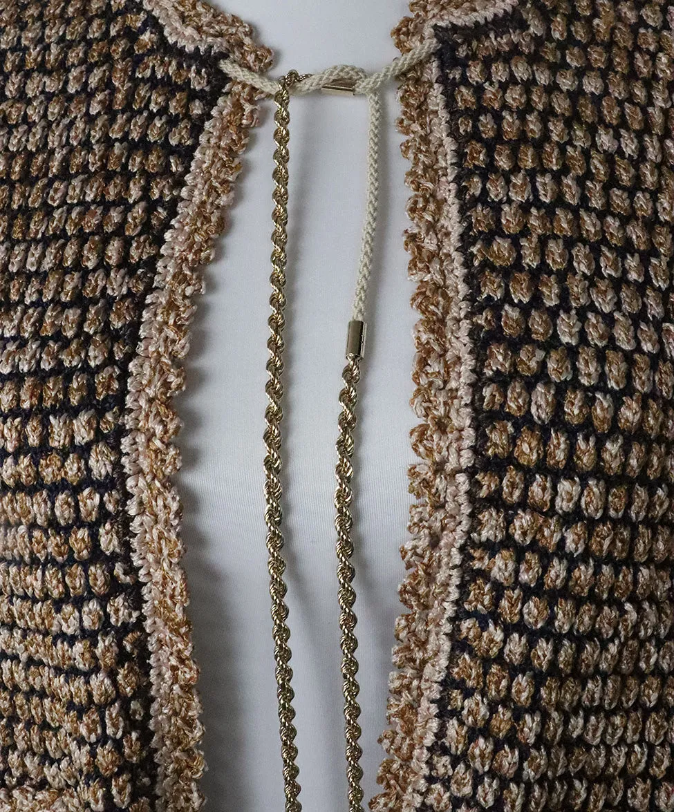 Chanel Gold & Navy Tweed Cardigan sz 12
