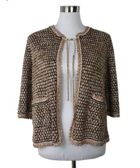 Chanel Gold & Navy Tweed Cardigan sz 12