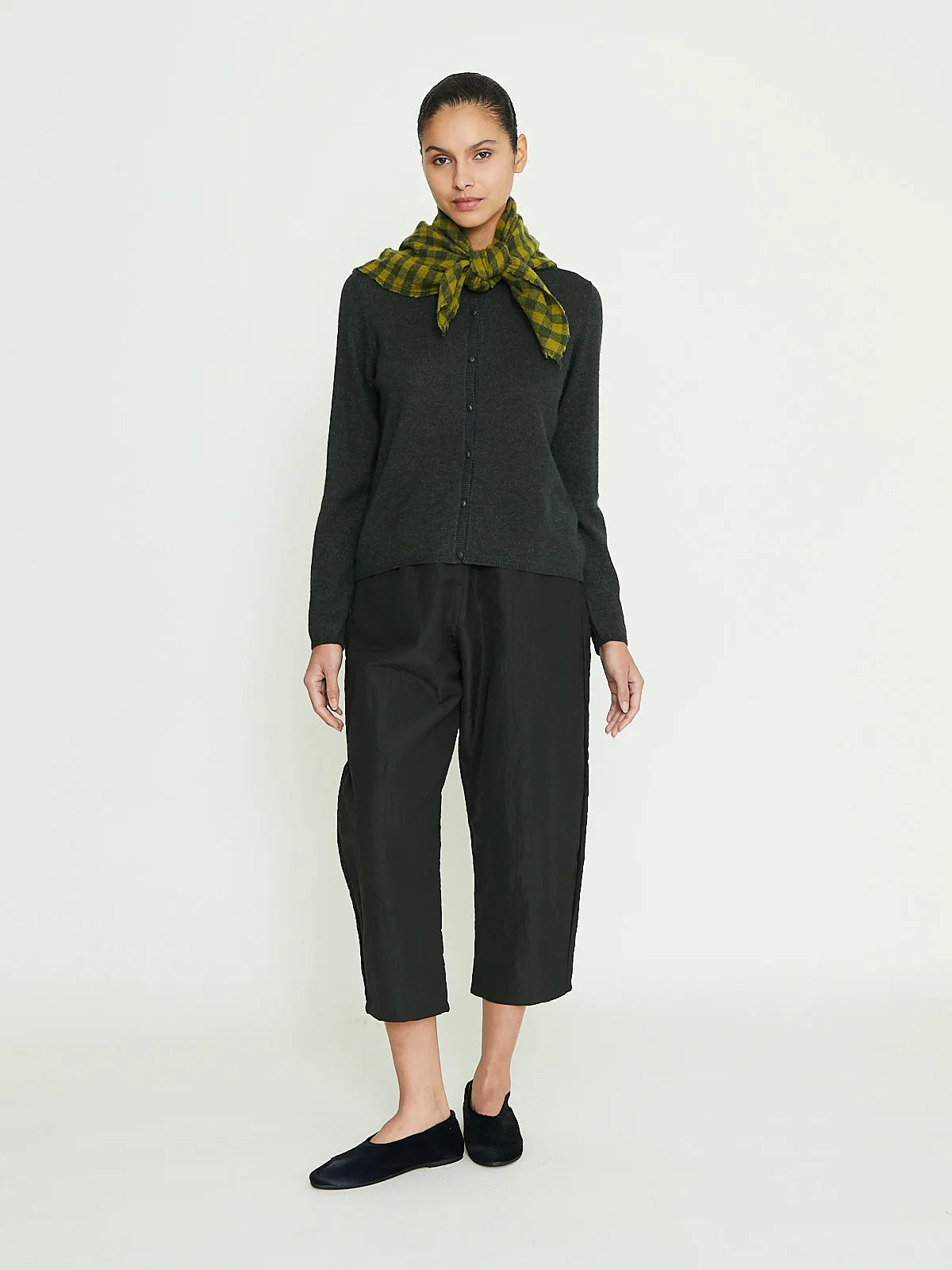 Checked Cashmere Scarf in Grass Green