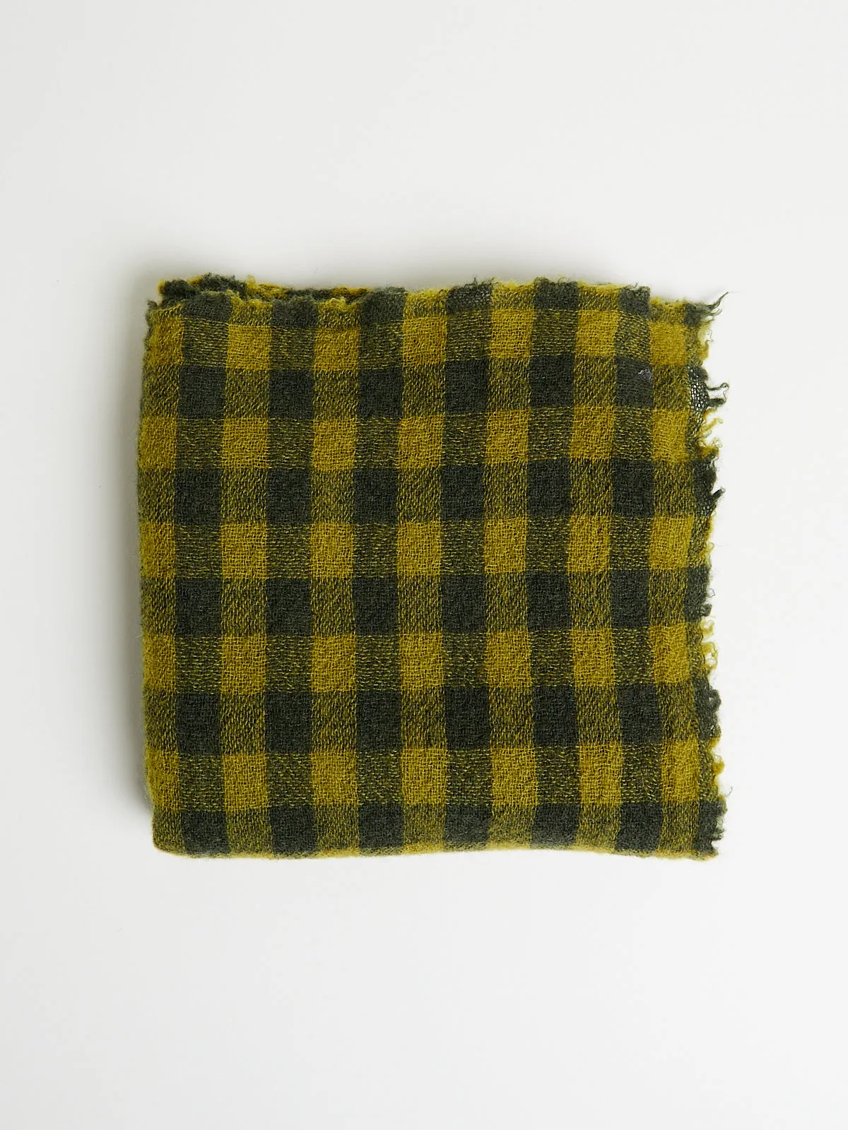 Checked Cashmere Scarf in Grass Green