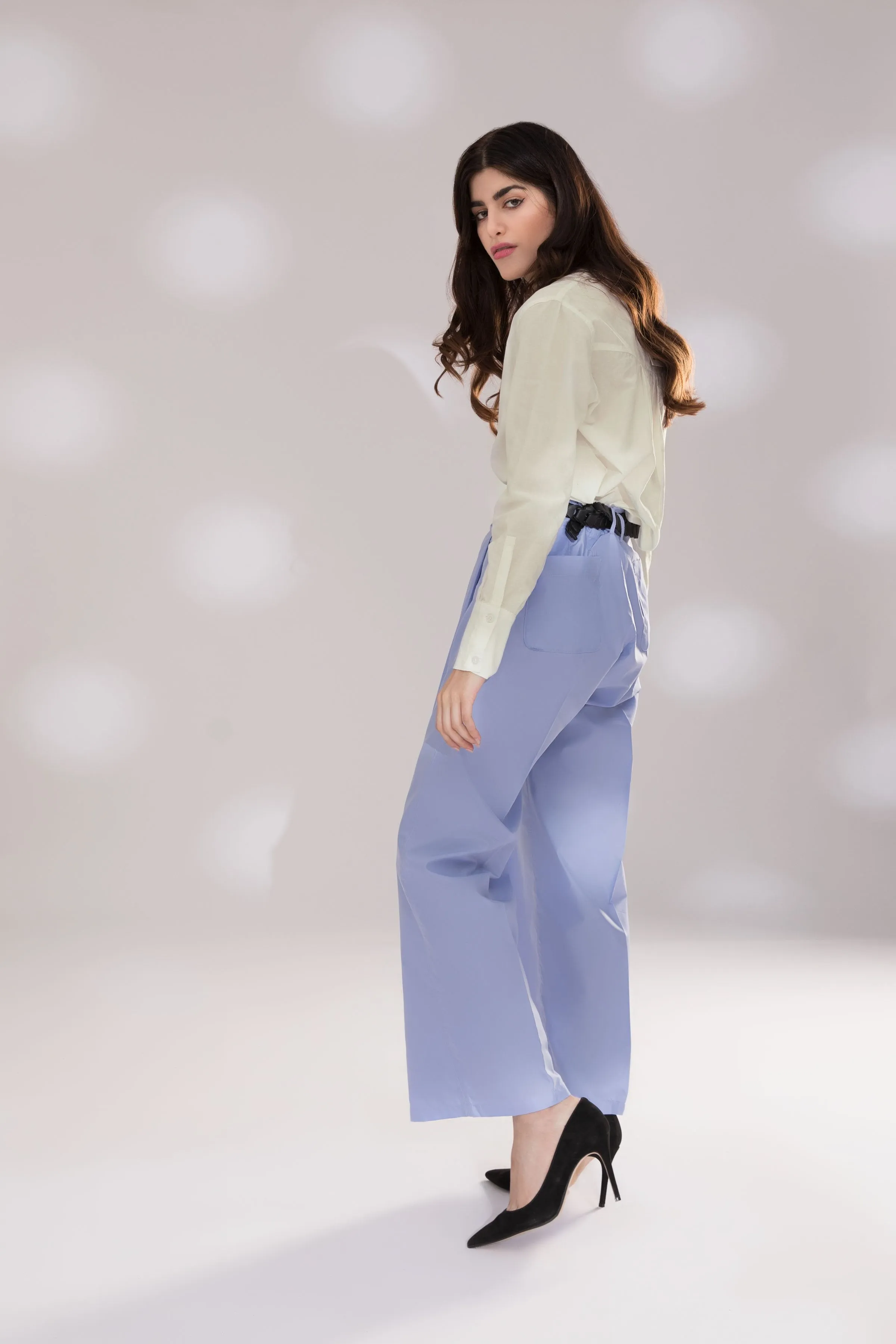 Collarless White Shirt