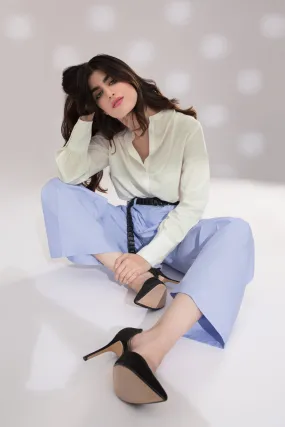 Collarless White Shirt