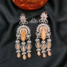 Contemporary Long Victorian Peach & White AD Zircon (CZ) Earring