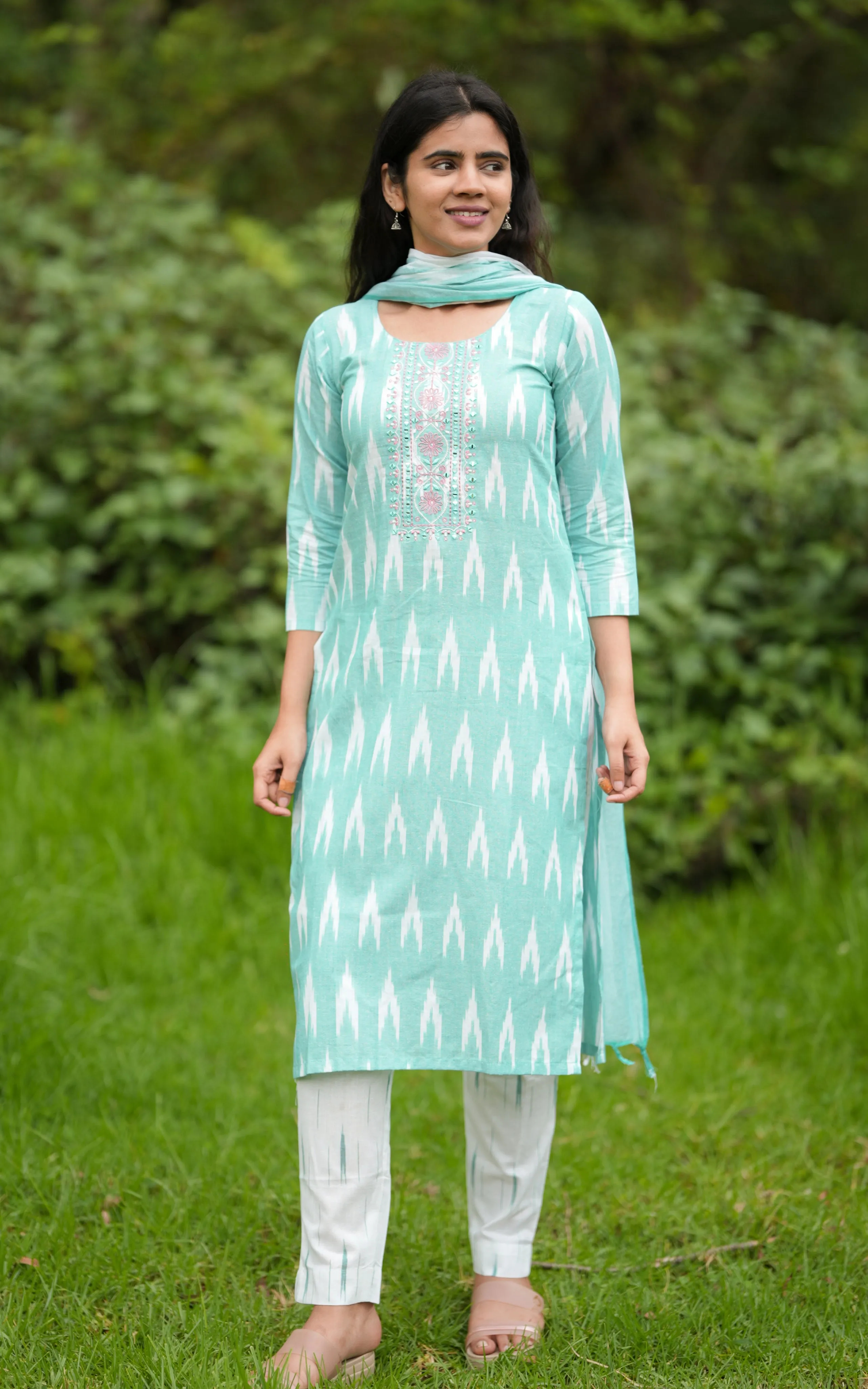 Dhujitha Pastel Green (Kurti Pant Dupatta)