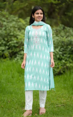 Dhujitha Pastel Green (Kurti Pant Dupatta)