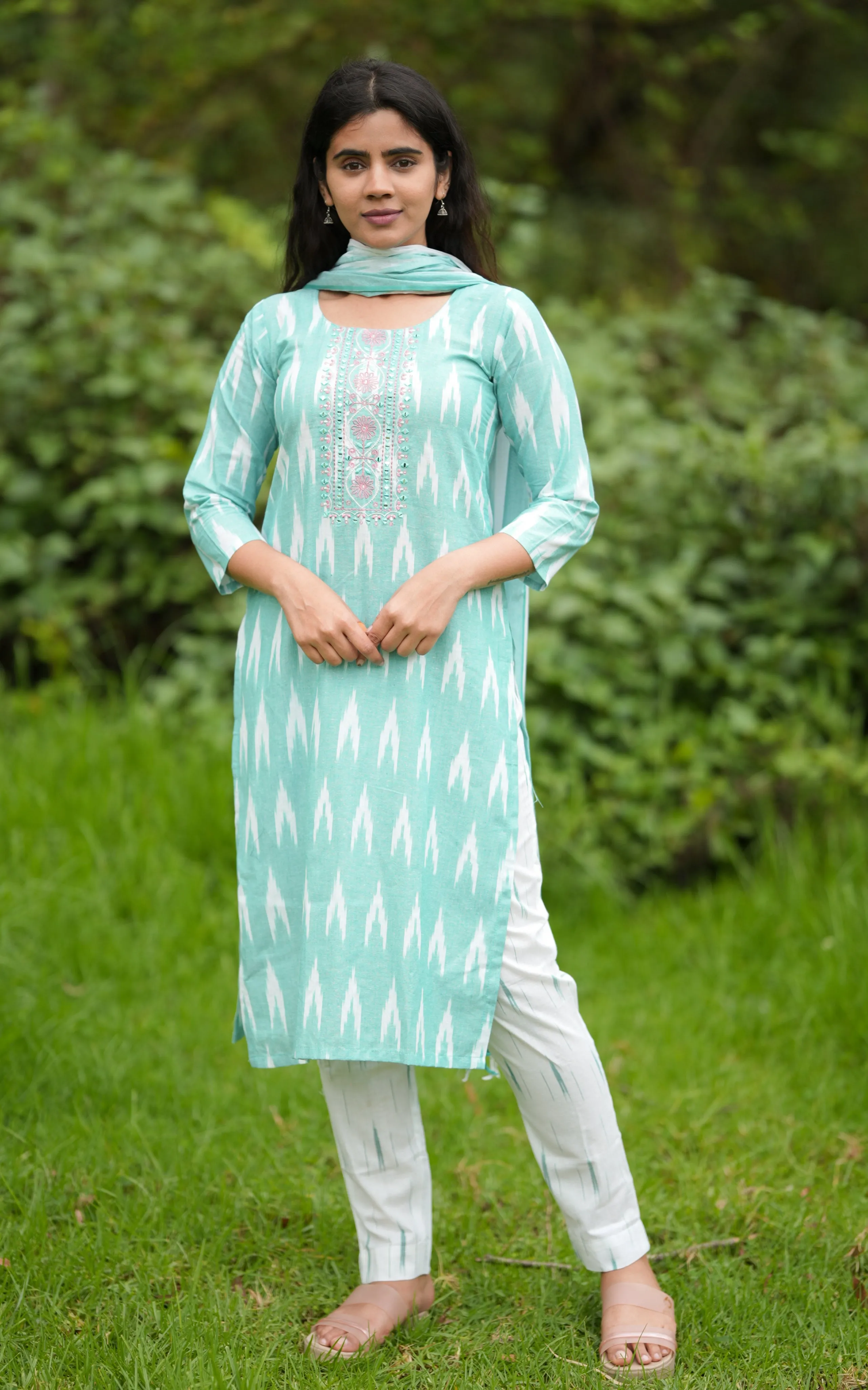 Dhujitha Pastel Green (Kurti Pant Dupatta)