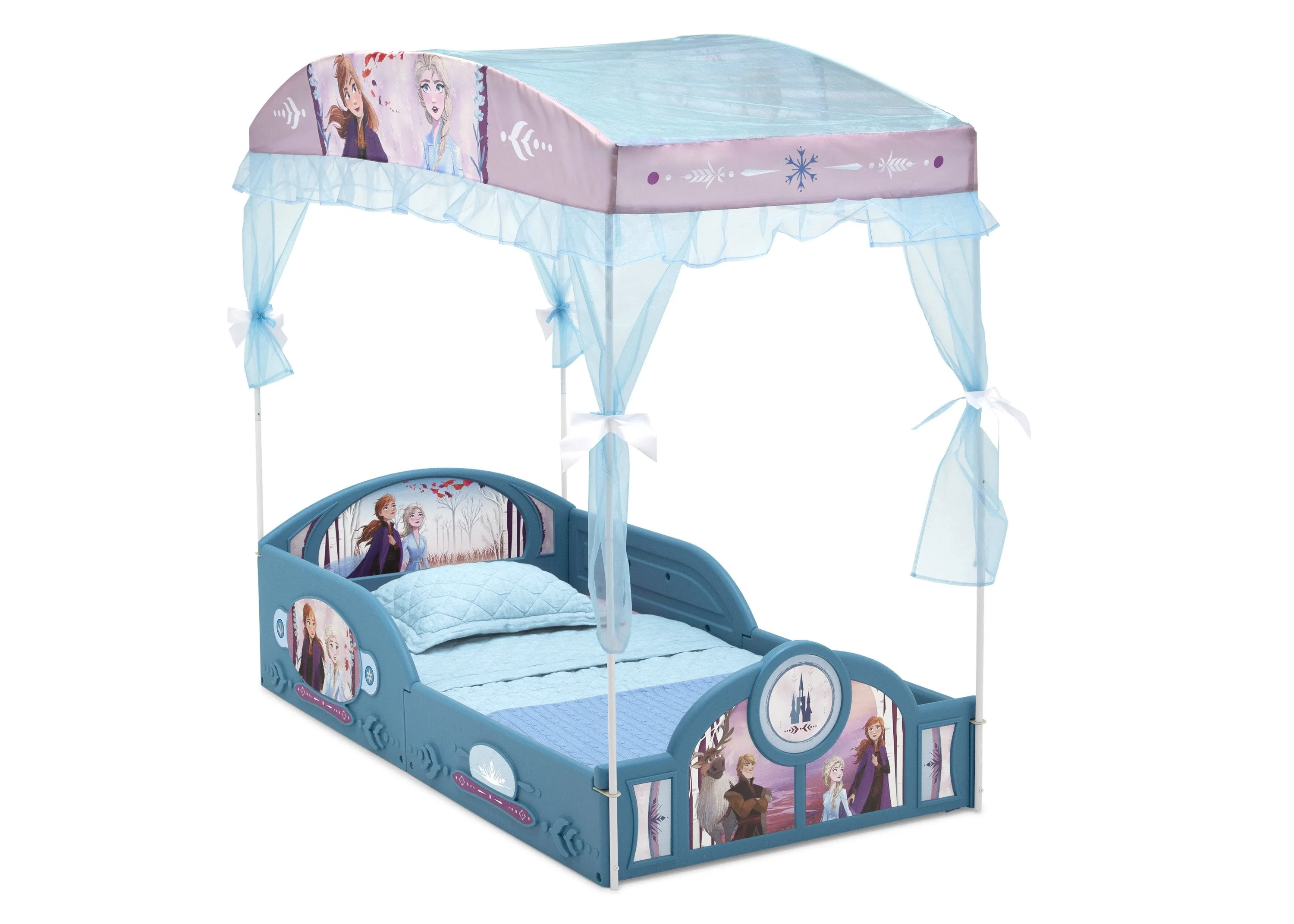 Disney Frozen II Plastic Sleep and Play Toddler Bed with Canopy by Delta Children
