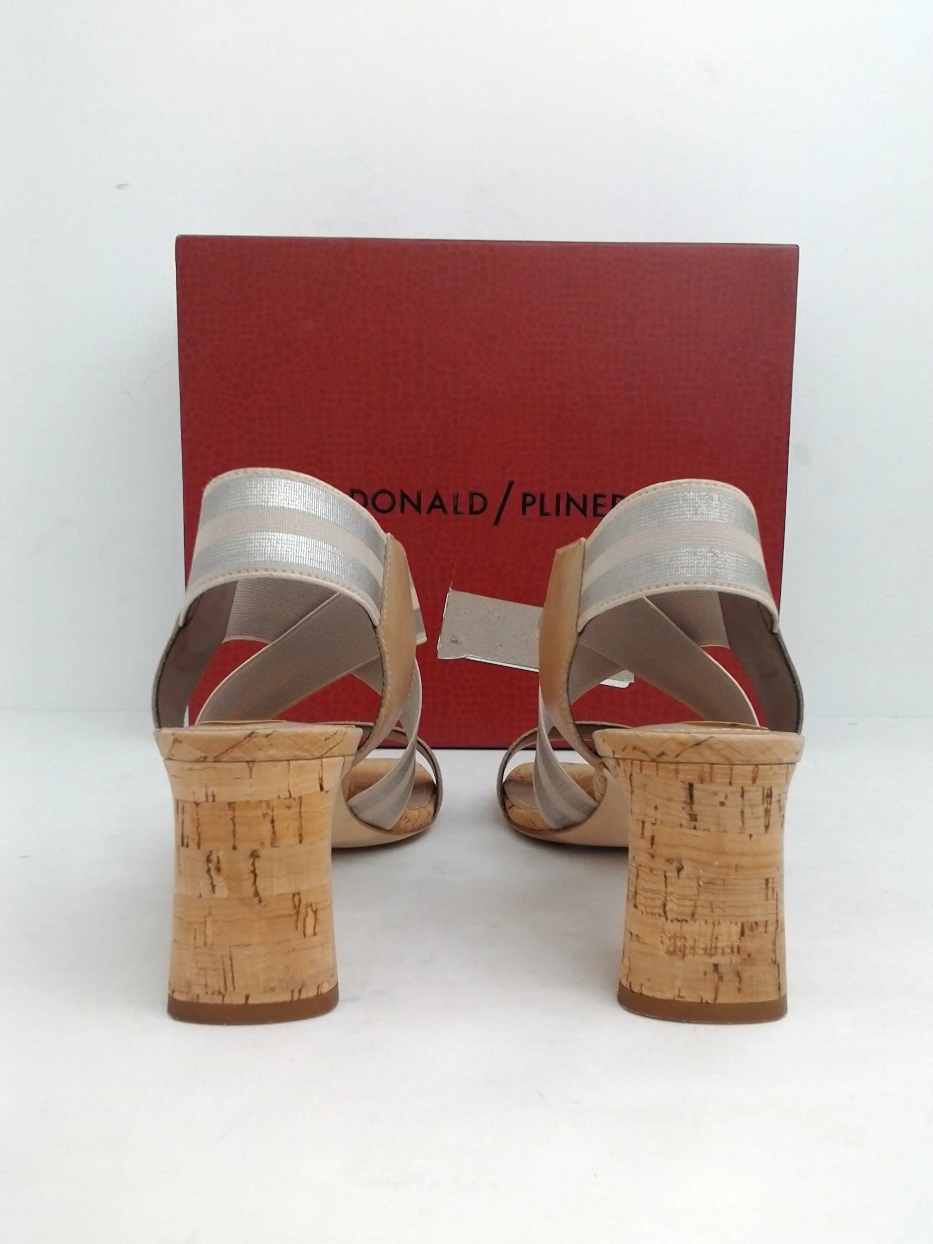 Donald/Pliner Women's Shoes Nude/Platino Calf/Met Elastic Striped 6.5