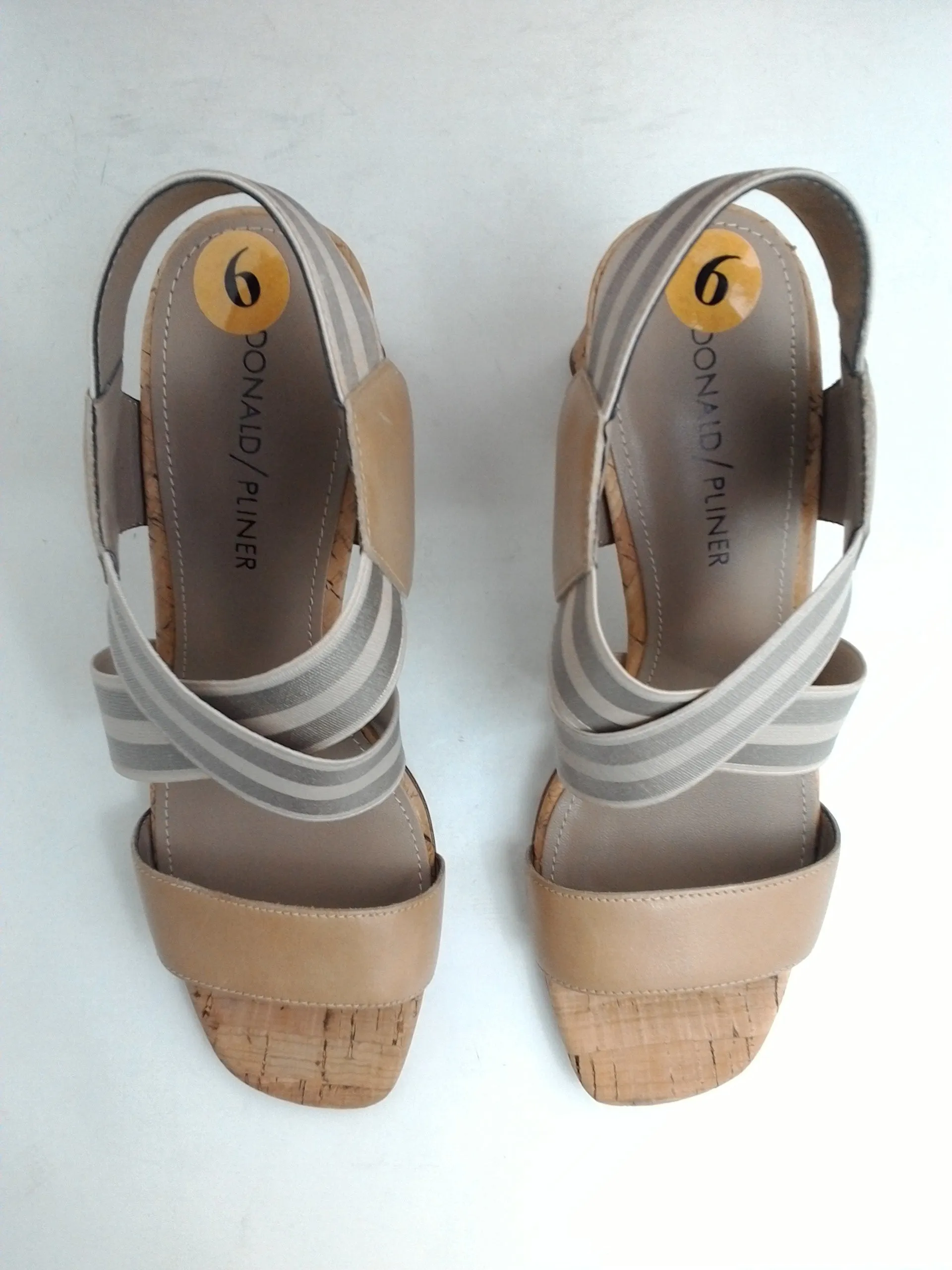 Donald/Pliner Women's Shoes Nude/Platino Calf/Met Elastic Striped 6.5