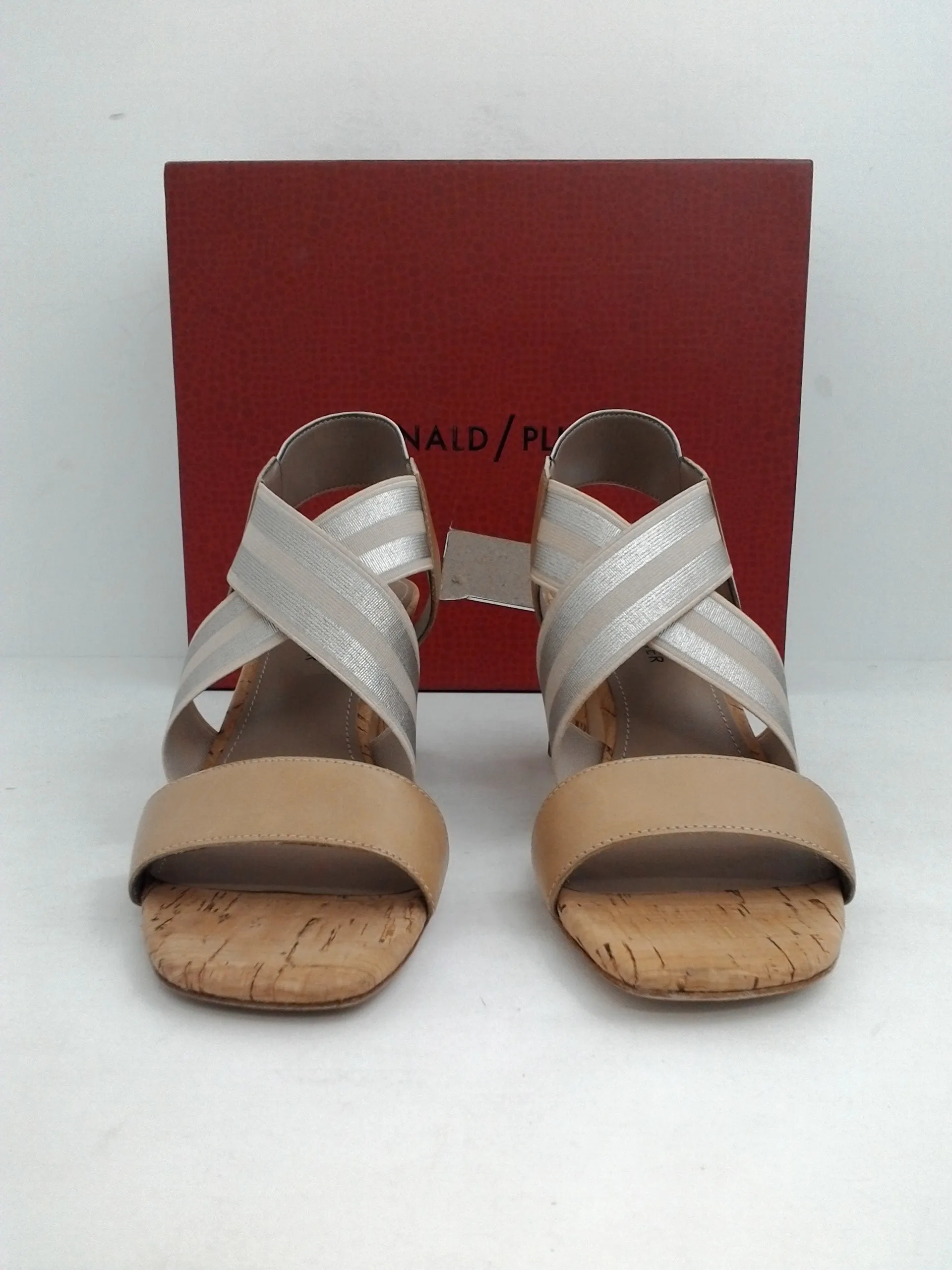 Donald/Pliner Women's Shoes Nude/Platino Calf/Met Elastic Striped 6.5
