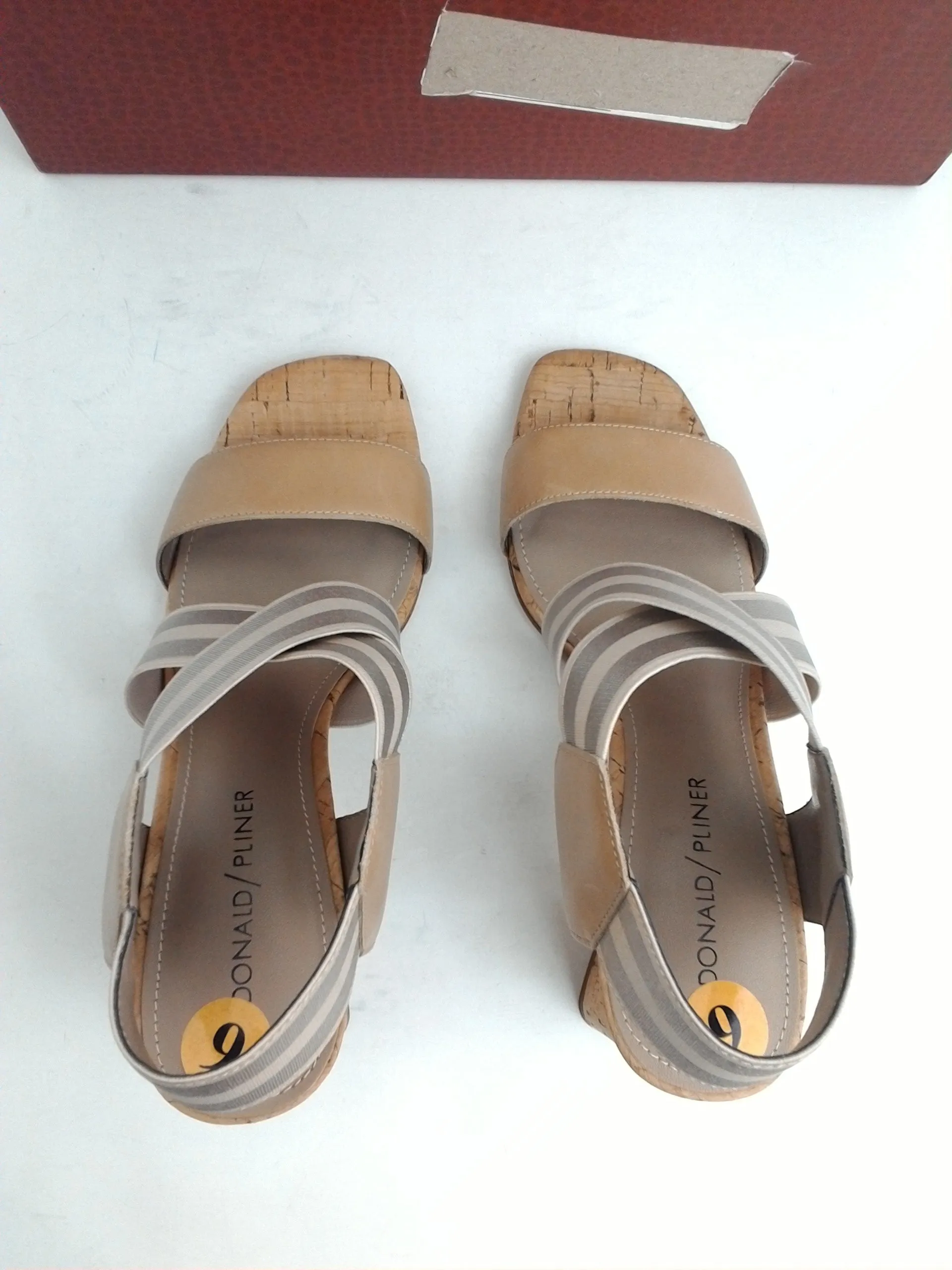 Donald/Pliner Women's Shoes Nude/Platino Calf/Met Elastic Striped 6.5