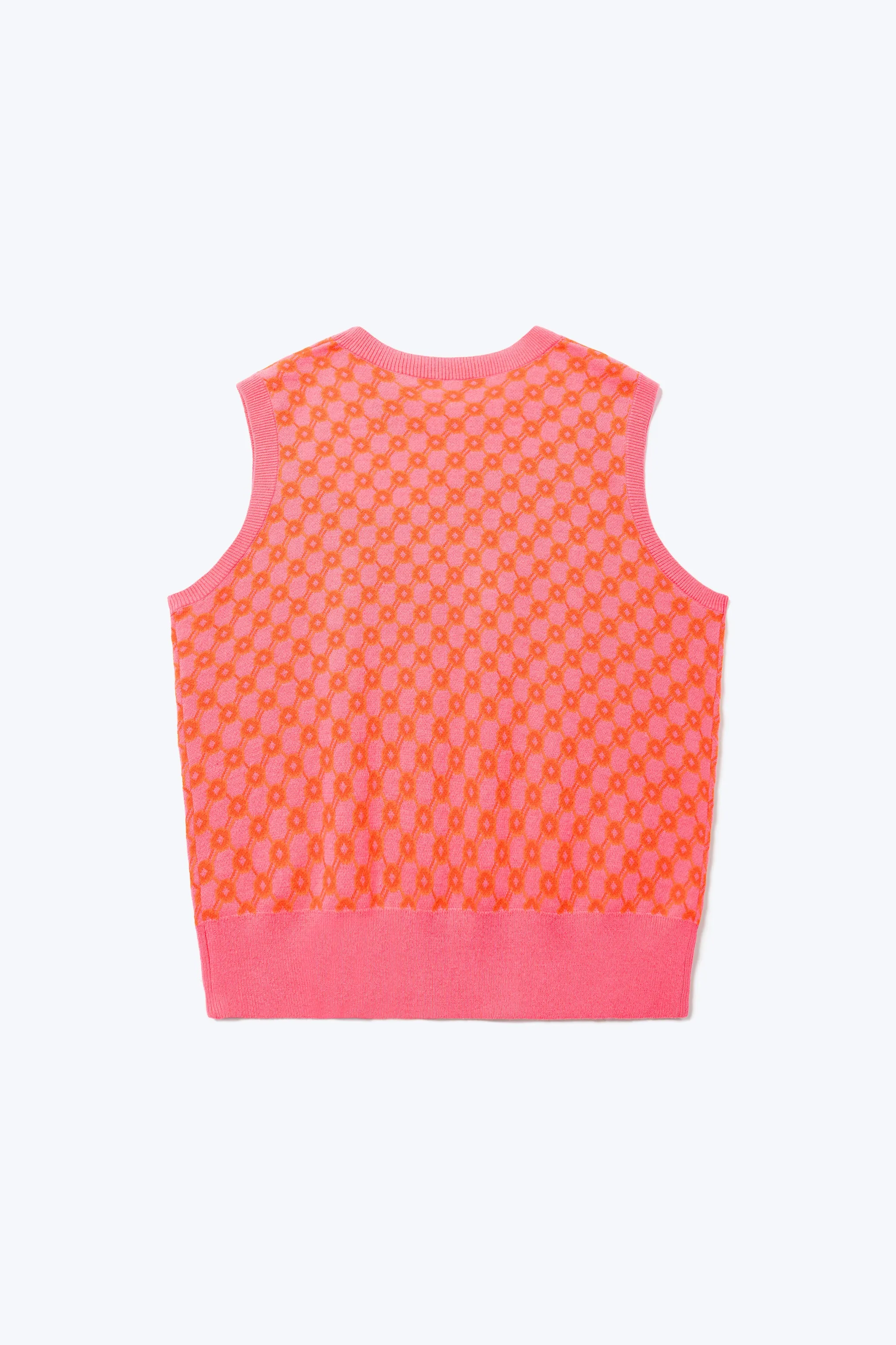 Ebb Jacquard Knit Vest Orange/Pink