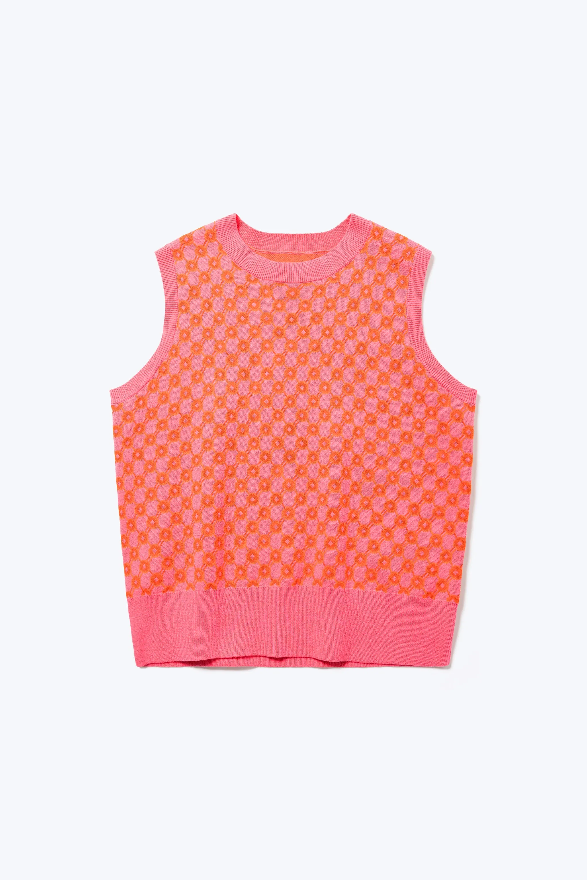 Ebb Jacquard Knit Vest Orange/Pink