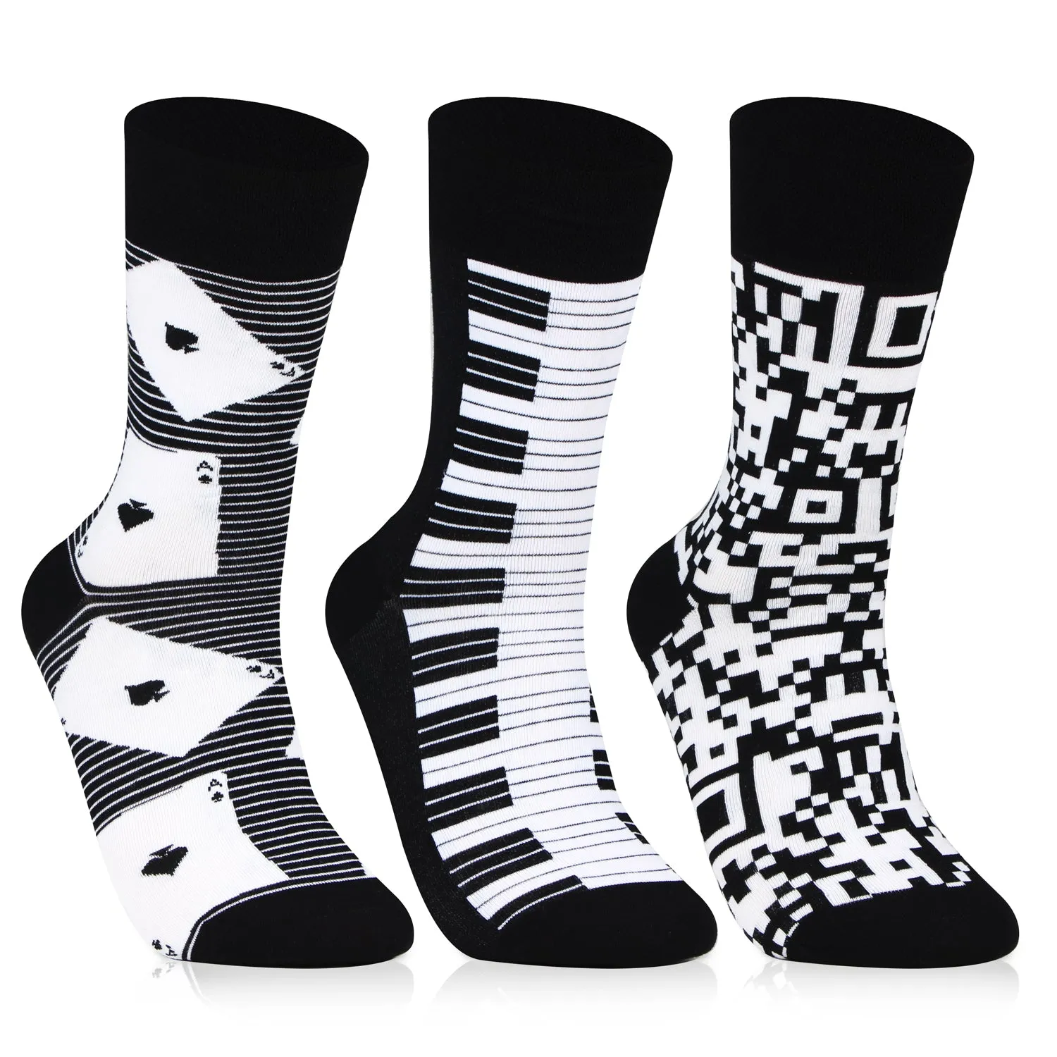 Elite Black & White Designer Socks for Men - Pack of 3