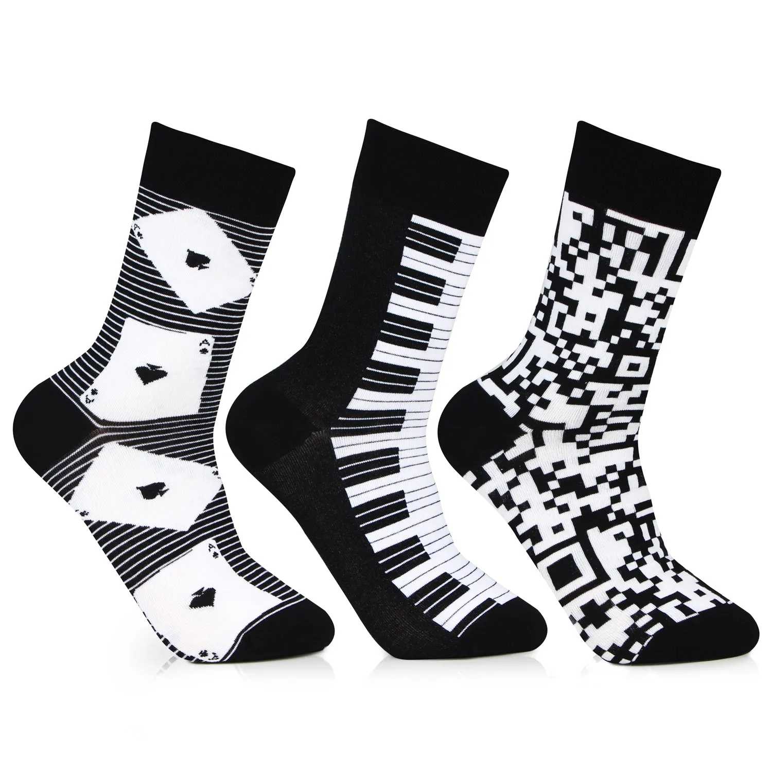 Elite Black & White Designer Socks for Men - Pack of 3
