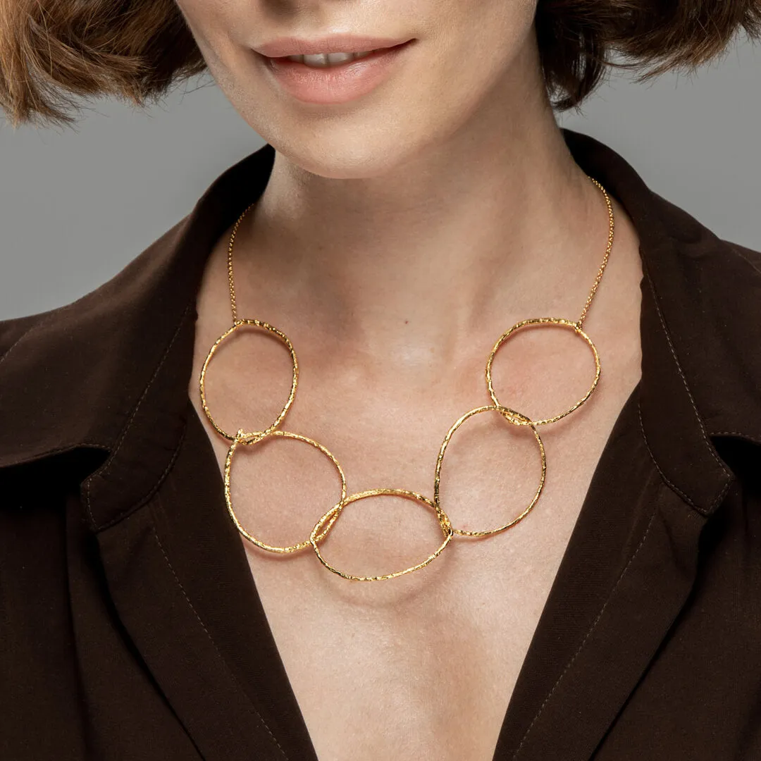 Five branch hoops - sparkling necklace - silver 925 - gold plated