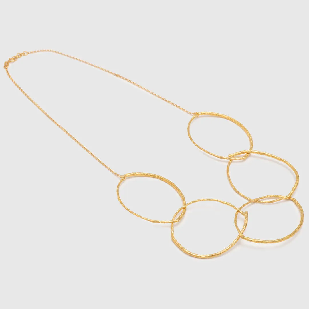 Five branch hoops - sparkling necklace - silver 925 - gold plated