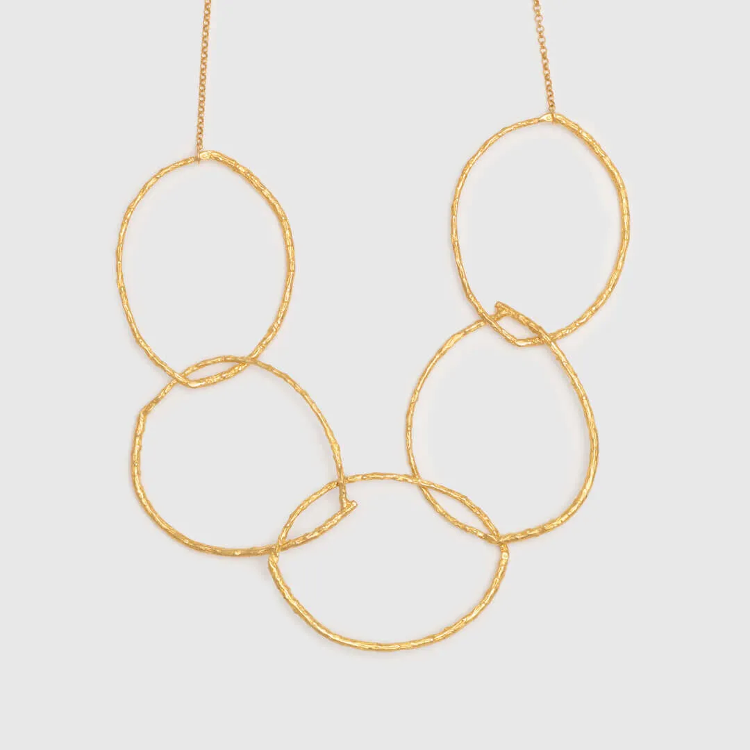 Five branch hoops - sparkling necklace - silver 925 - gold plated
