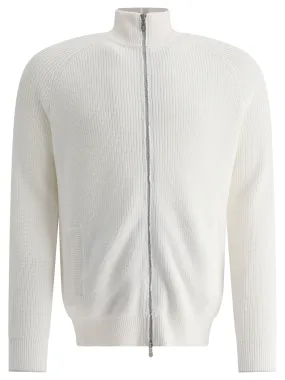 HALF ENGLISH RIB TURTLENECK CARDIGAN WITH ZIPPER