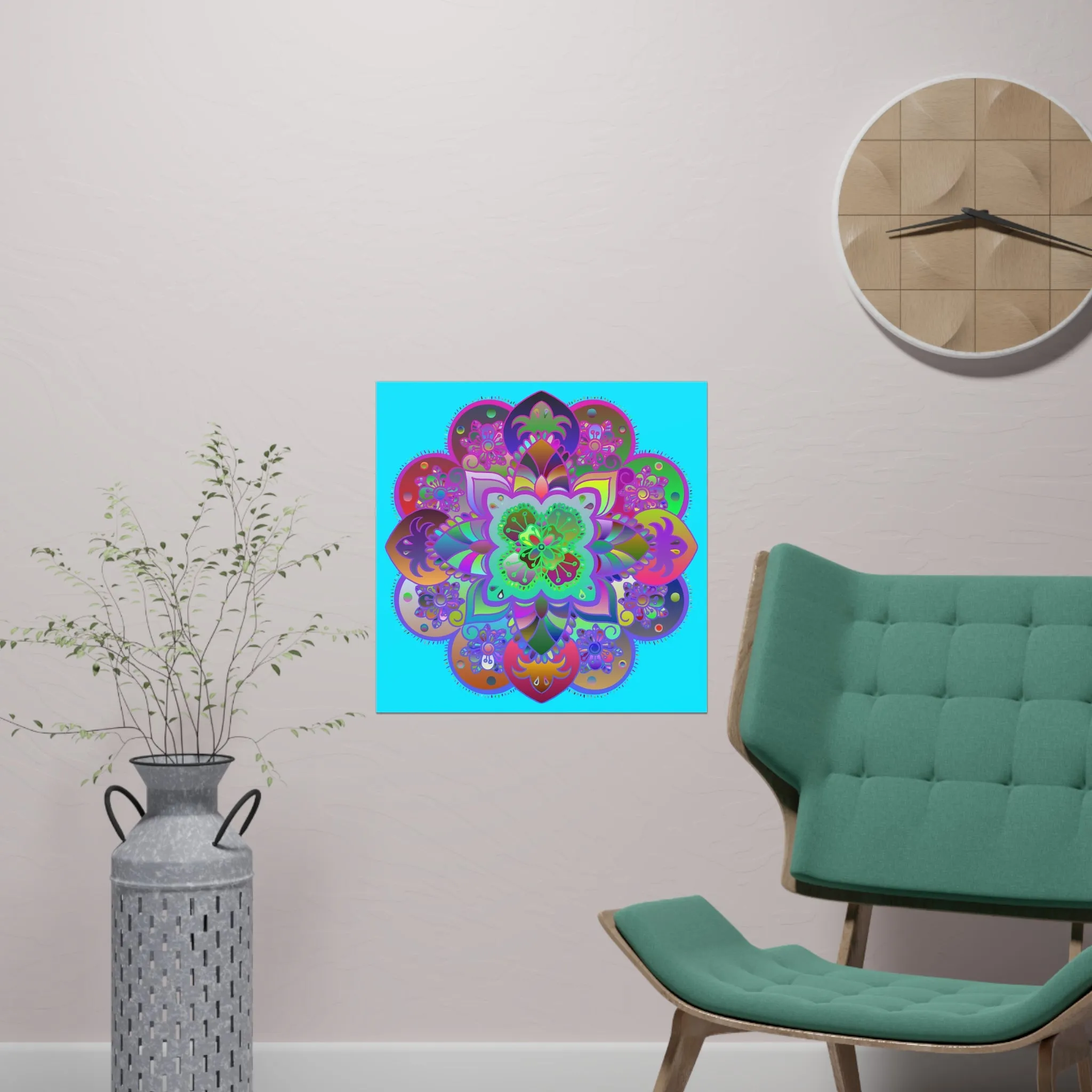 Hand-Drawn Mandala Art Poster - Square Matte Paper