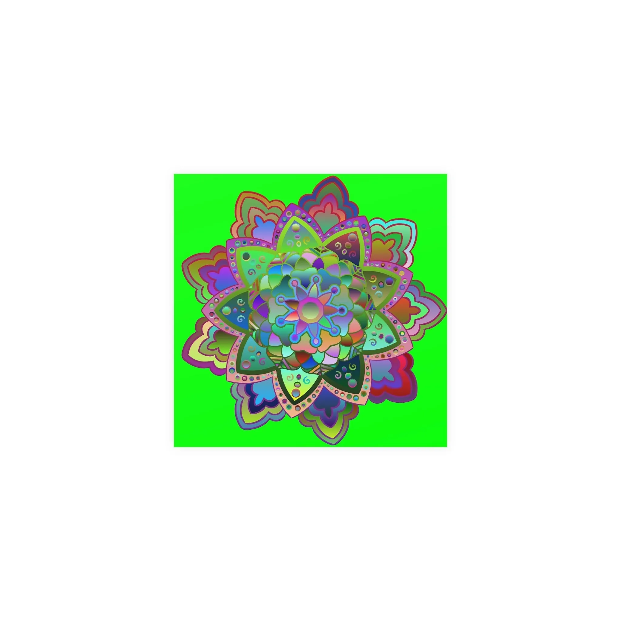 Handmade Bright Mandala Art Poster - Green