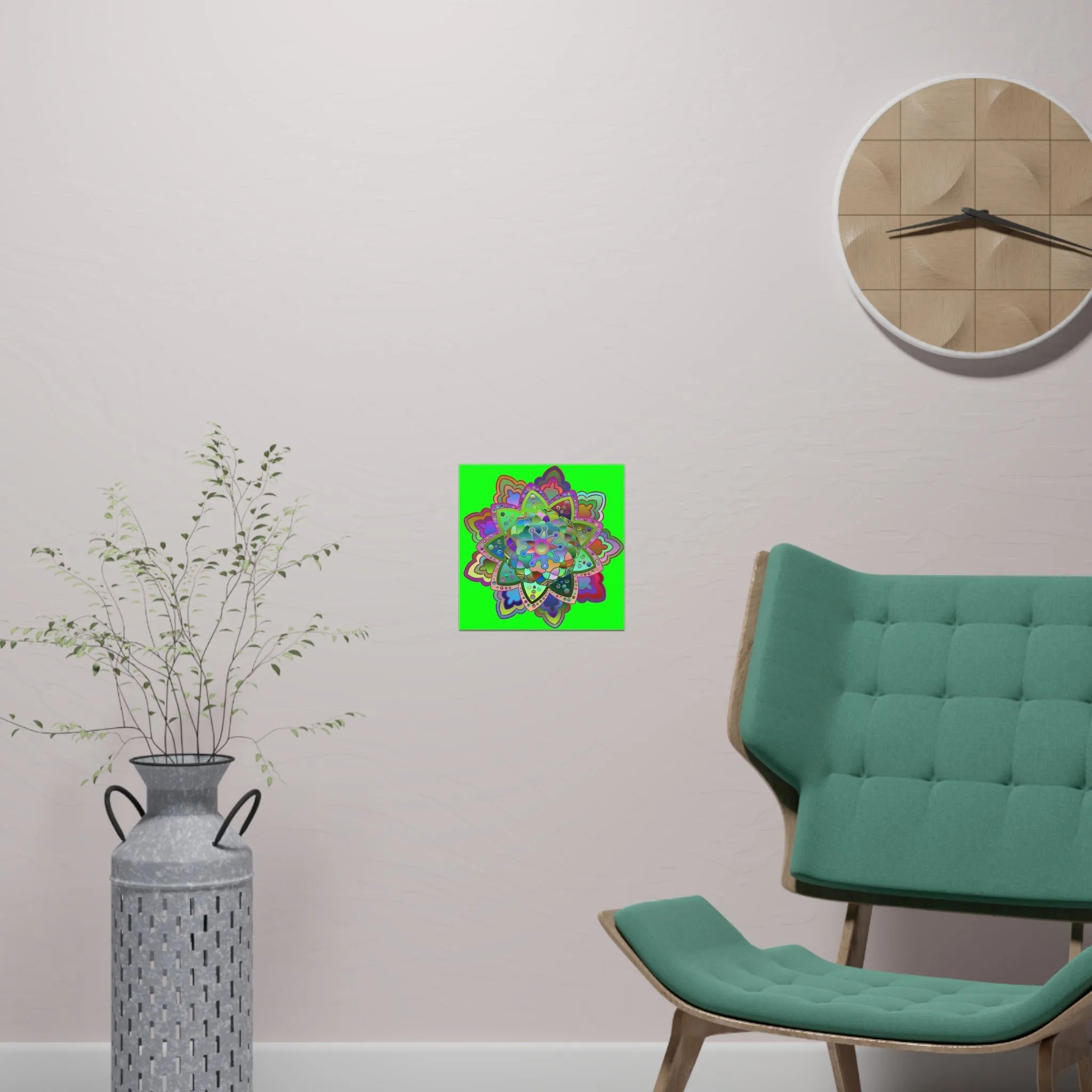 Handmade Bright Mandala Art Poster - Green