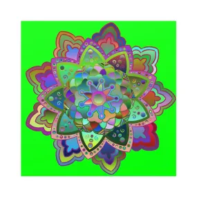 Handmade Bright Mandala Art Poster - Green