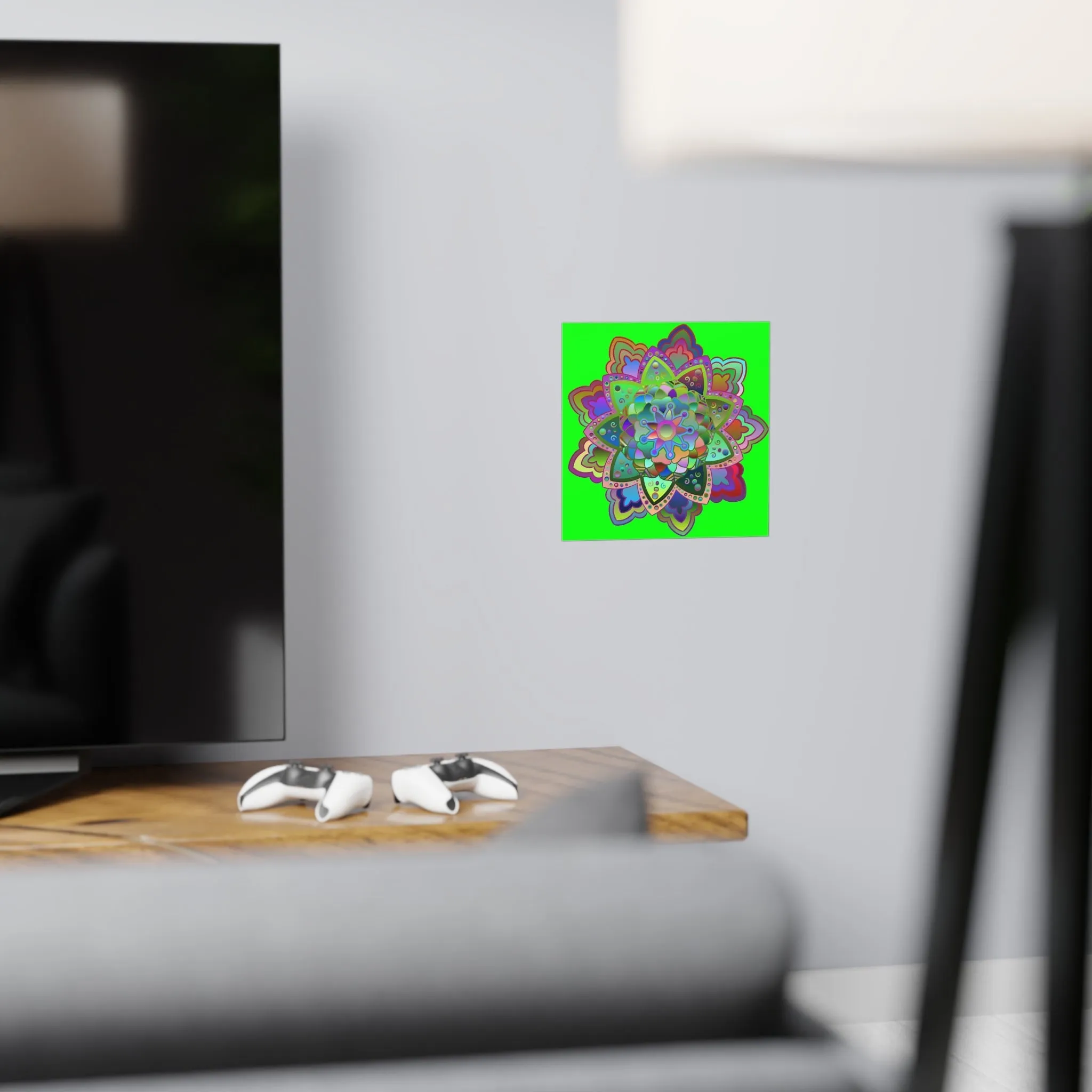 Handmade Bright Mandala Art Poster - Green
