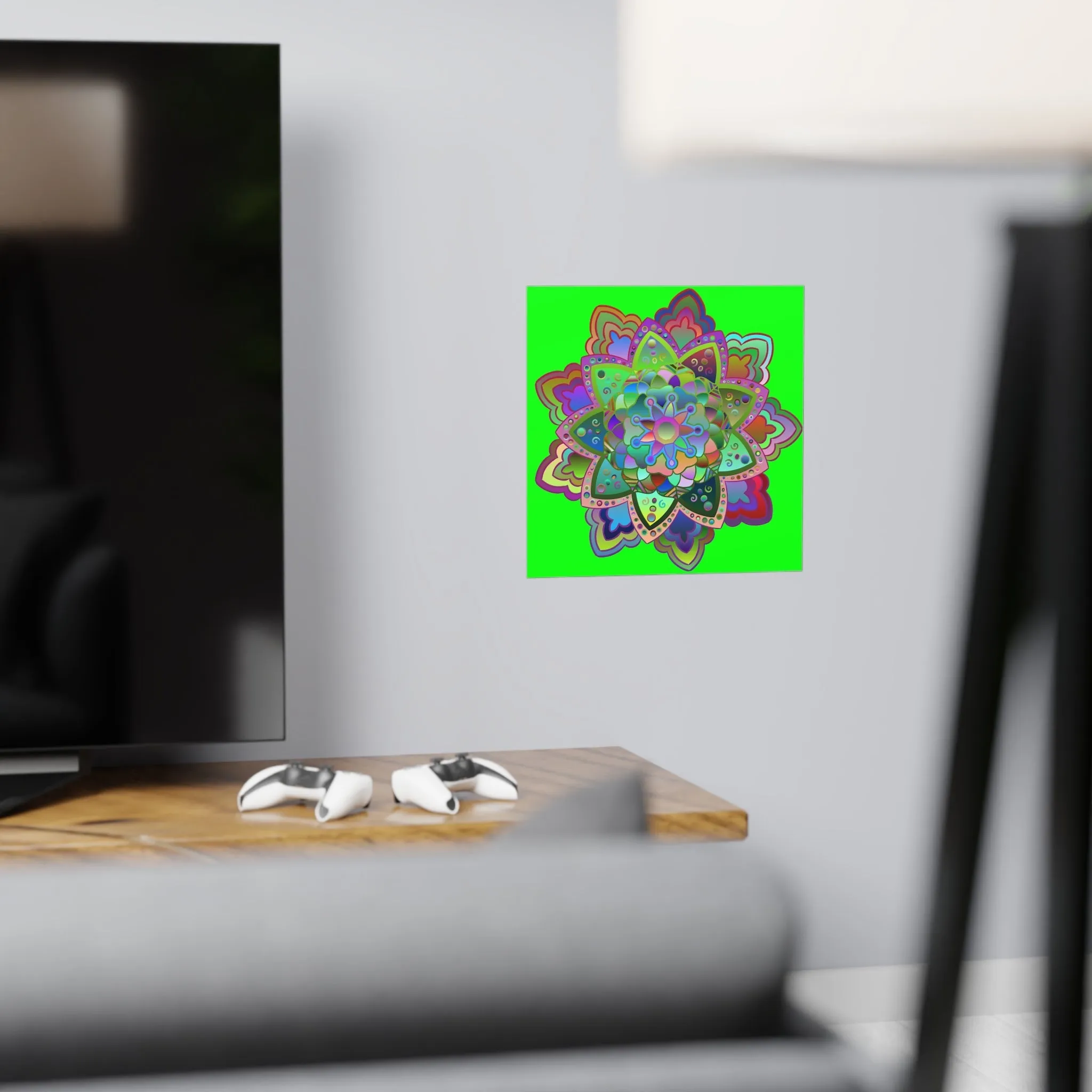 Handmade Bright Mandala Art Poster - Green